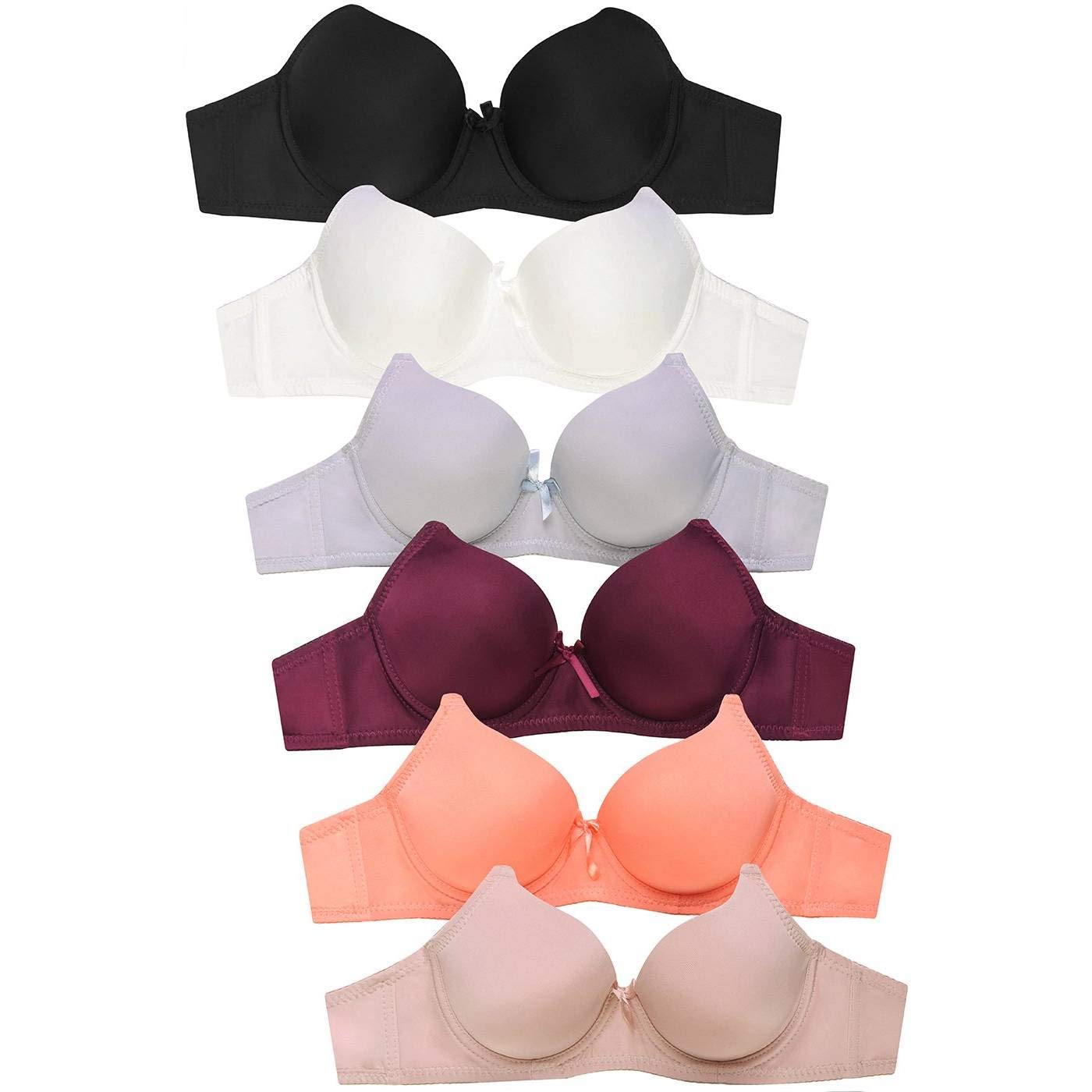 Mamia Women's Comfortable Lace Bras 6-Pack - Wireless, Seamless, Soft Cup for Everyday Wear - Perfect for Work, Yoga & Sleep