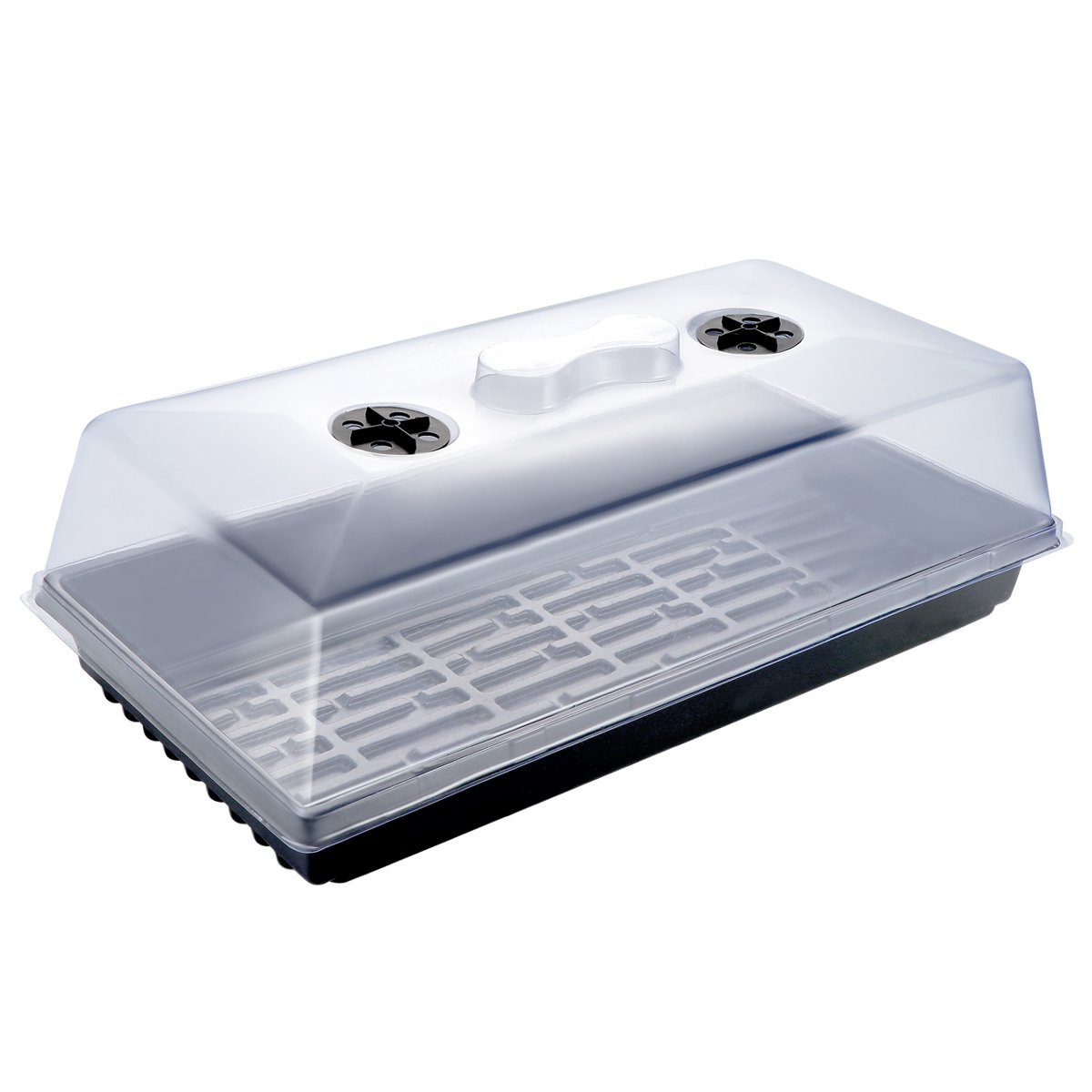 DOITOOL Plastic Seed Starter Tray with Clear Cover - 10-Cell Plant Nursery Container for Indoor Herb Garden, Vegetable Seedlings, and Flower Growing - Perfect for Home Gardening and Greenhouses
