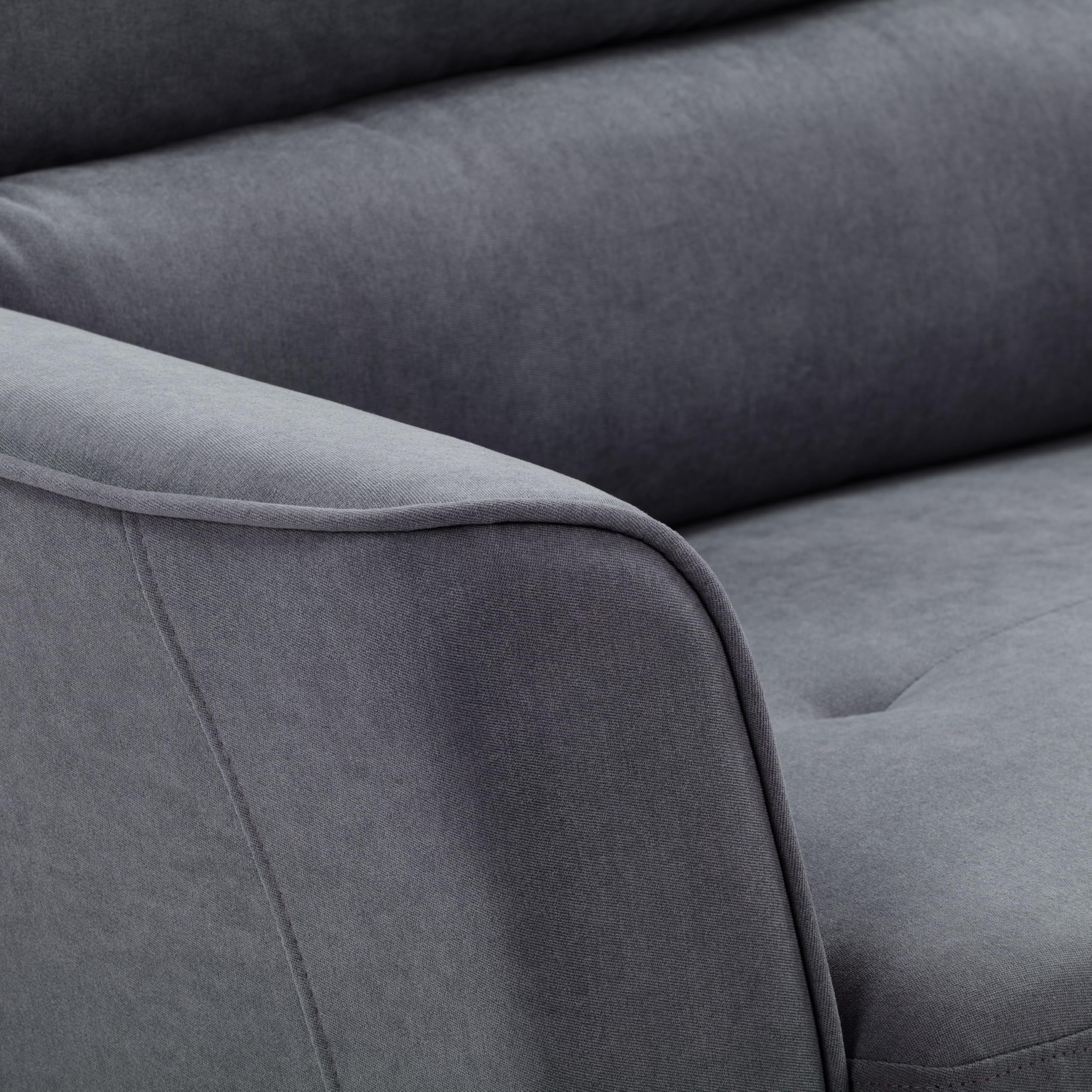 Caroline Modern Dark Gray Fabric Upholstered Accent Armchair with Wood Legs - Stylish Living Room Seating for Home Office, Lounge & Reading Nook