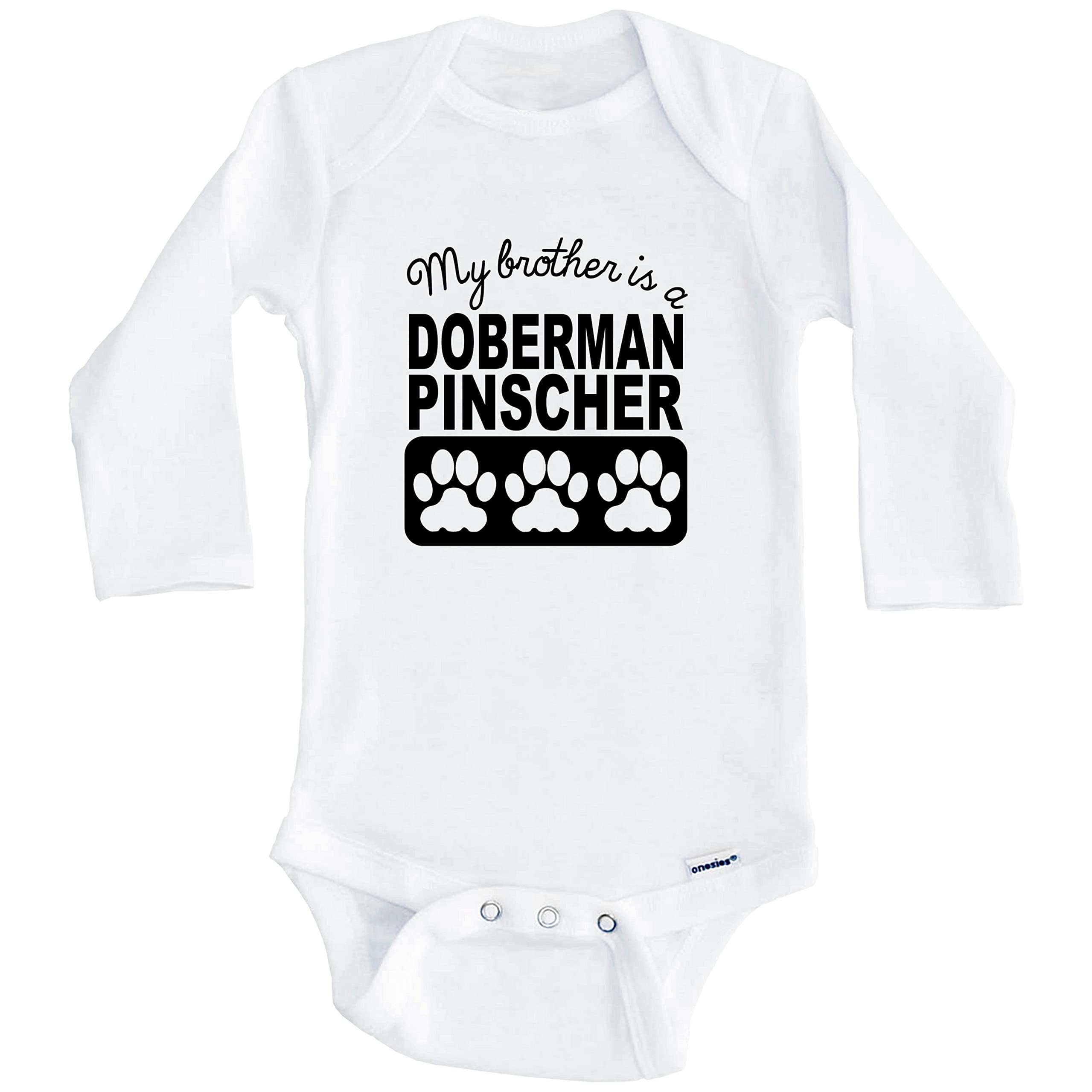 My Brother is a Doberman Pinscher One-Piece Baby Bodysuit - Long Sleeve Infant Romper for Playdates & Family Photos | Cute Dog Lover Outfit