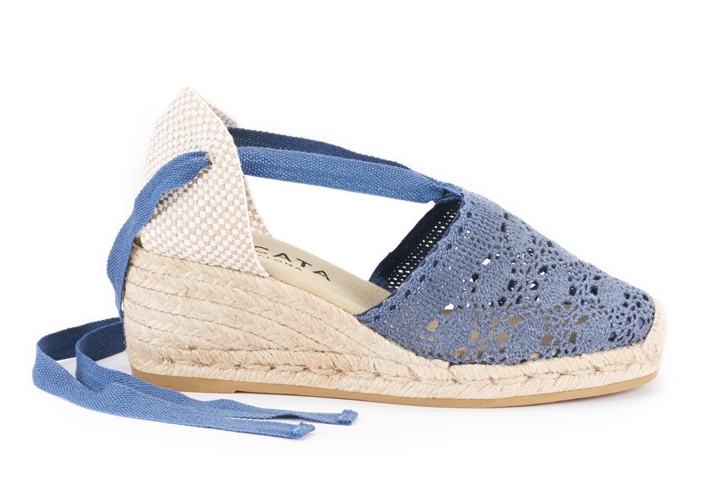 Viscata Escala Women's Lace-up Espadrille Wedge Sandals - 2.5 Inch Heel, Handmade in Spain, Breathable Canvas & 100% Natural Jute Sole - Comfortable Summer Shoes for Beach, Vacation & Casual Outings