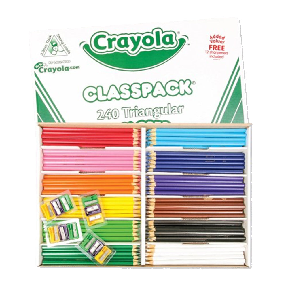 Crayola 240-Piece Triangular Pencils Class Pack for Kids - Non-Toxic Coloring Pencils for Children 3+ Years - Perfect for Classroom, Homeschool & Art Projects