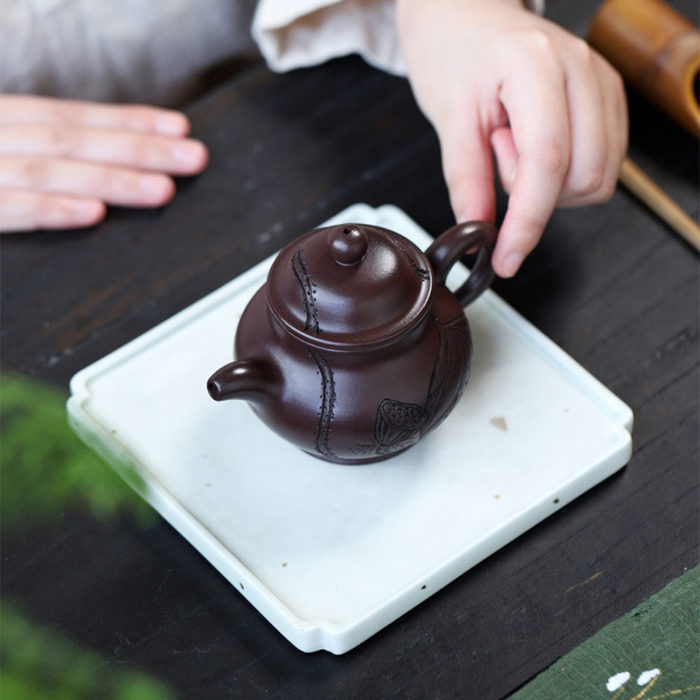 Premium Yixing Purple Clay Lotus Teapot - Handcrafted Chinese Ceramic Teapot for Oolong & Pu-erh Tea | Perfect for Tea Ceremonies, Gifts & Home Decor