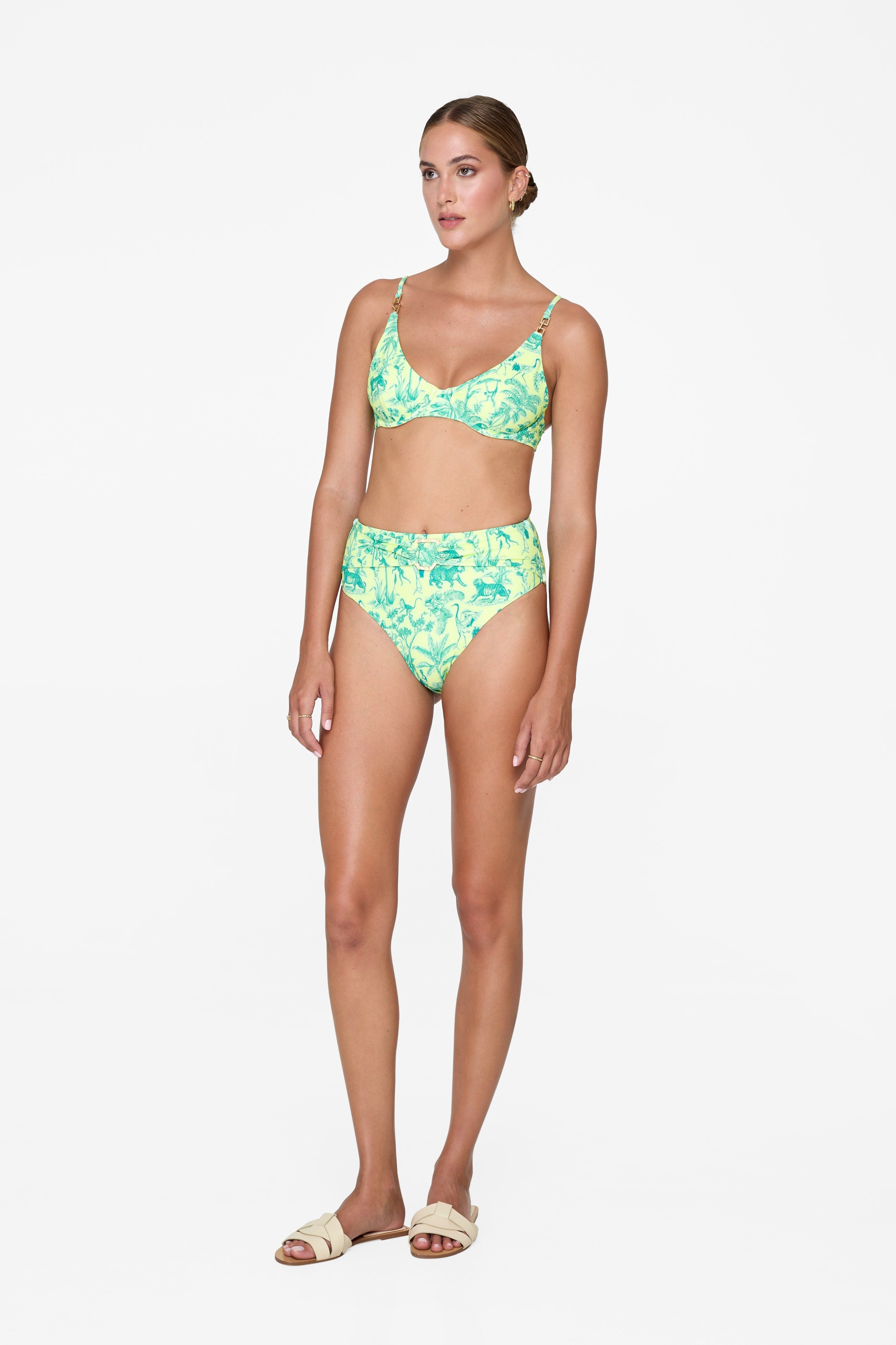 Inez Bottom Leaf Toile - Vintage Floral Print High Waist Panties for Women | Comfortable Lingerie for Everyday Wear & Special Occasions