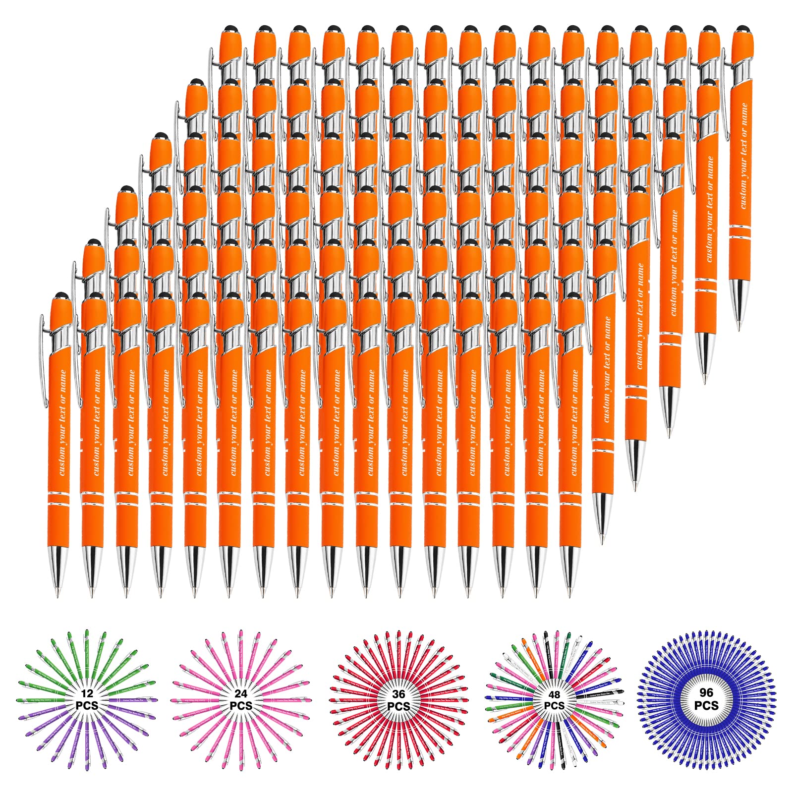 Custom Engraved Personalized Pens with Name - Bulk 96pc Ballpoint Pen Set for Business, Graduation & Birthday Gifts - Perfect for Corporate Events, School Supplies & Promotional Giveaways
