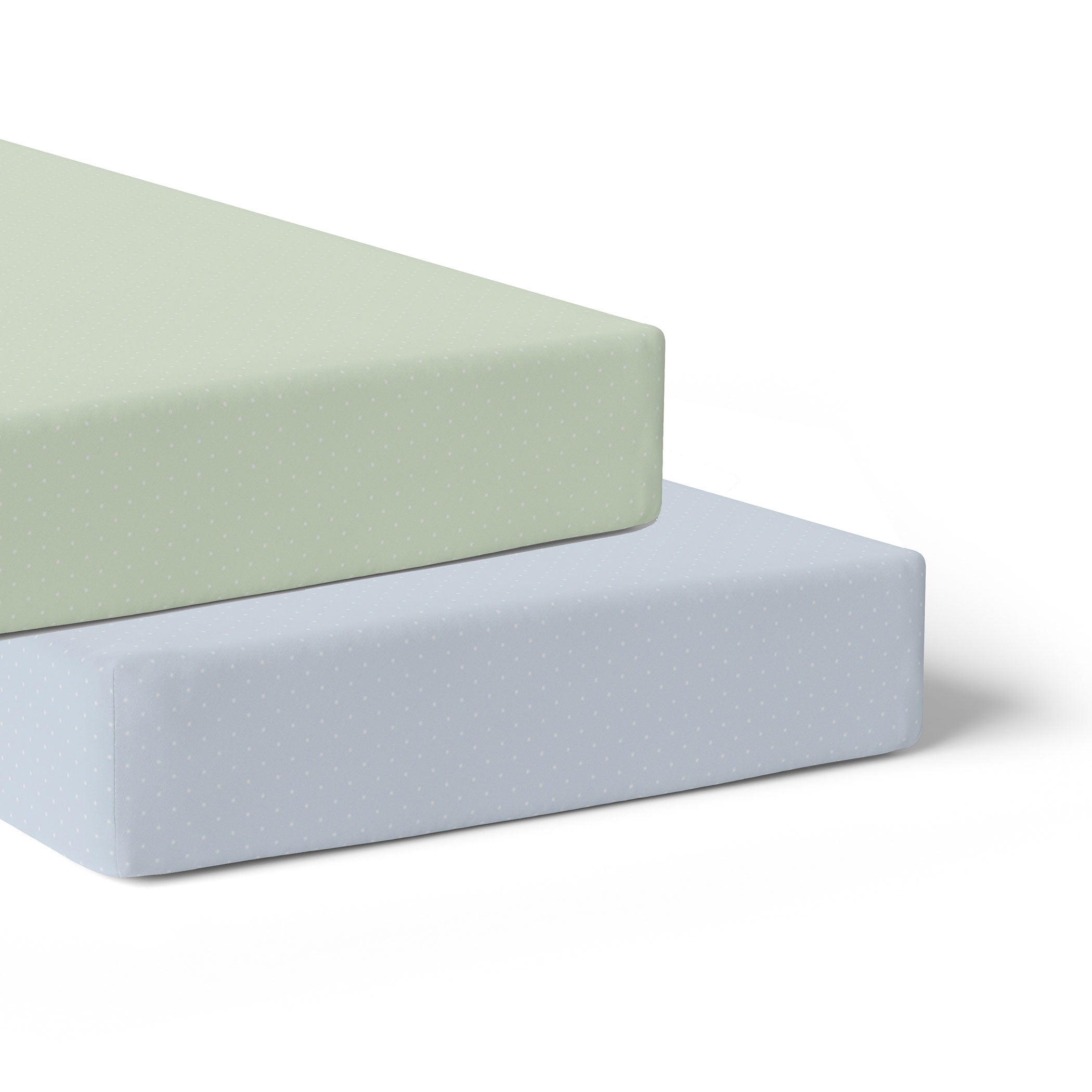 Blue & Sage Jersey Cotton Fitted Sheets 2-Pack - Soft Breathable Crib Sheets for Baby Nursery, Daycare or Travel