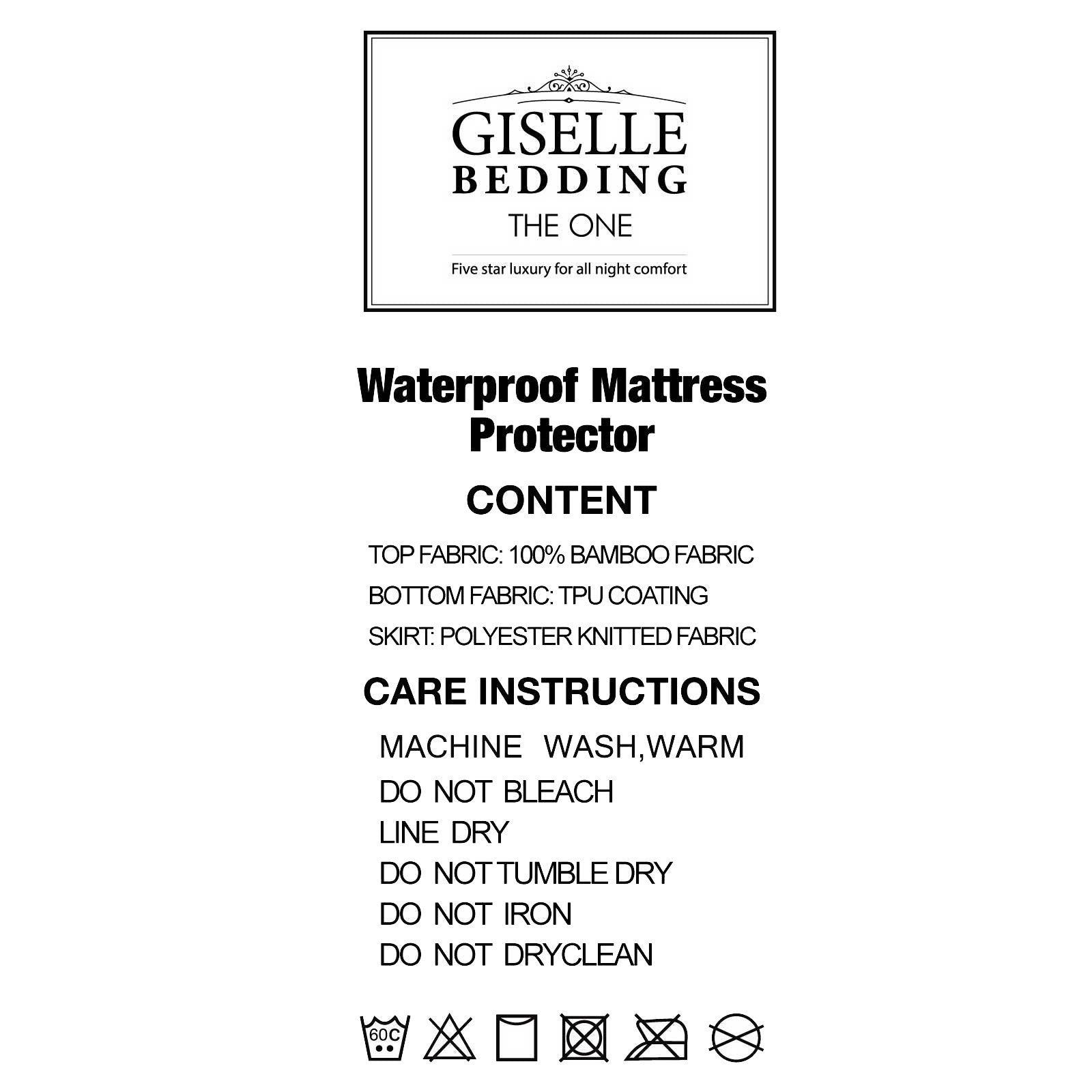 Queen Size Waterproof Bamboo Mattress Protector - Hypoallergenic & Breathable for Allergy Relief - Perfect for Bedrooms, Guest Rooms & Kids' Beds