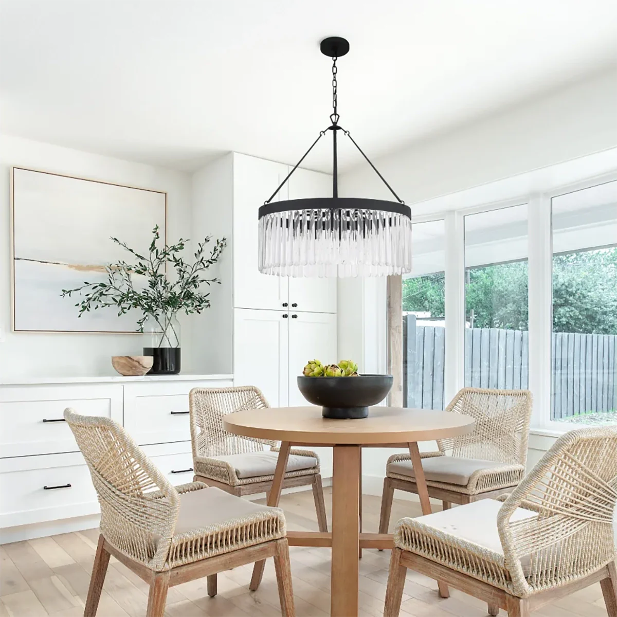 Emilie Crystal Waterfall Round Chandelier - Elegant Ceiling Light Fixture for Dining Room, Bedroom & Living Room Decor