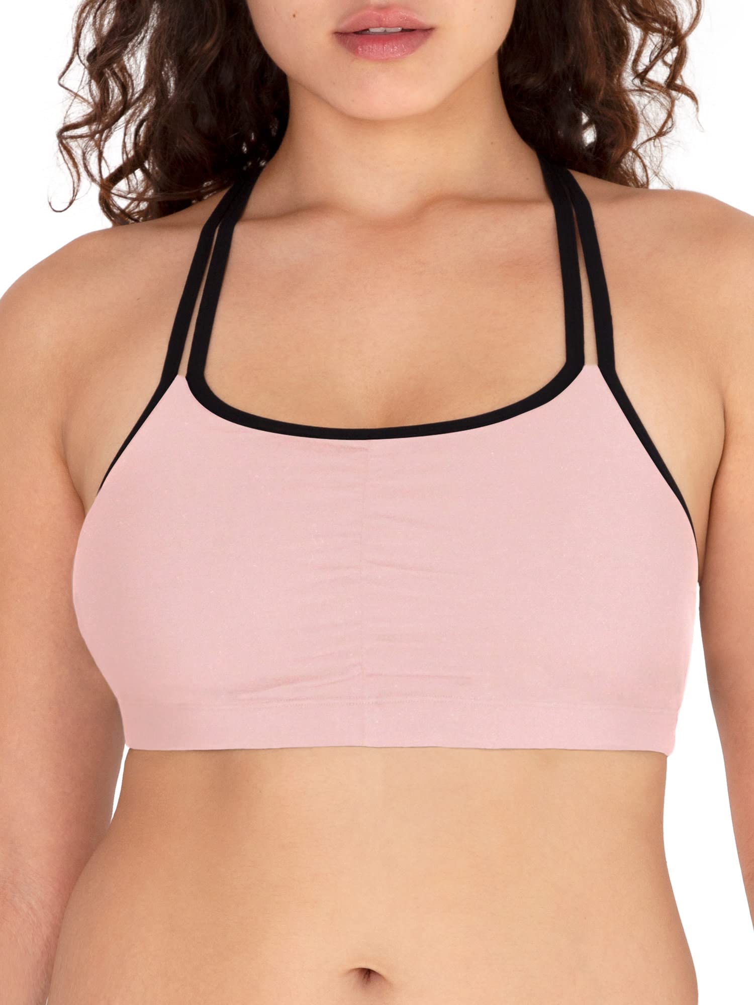 Fruit of the Loom Women's Cotton Sports Bra - Comfortable Spaghetti Strap Workout Top for Yoga, Running & Gym