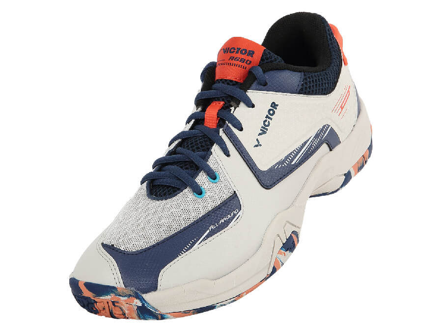 Victor A680 VB Court Shoes for Badminton & Volleyball - Lightweight & Durable [Khaki/Blueprint] - Perfect for Indoor Sports & Training Sessions