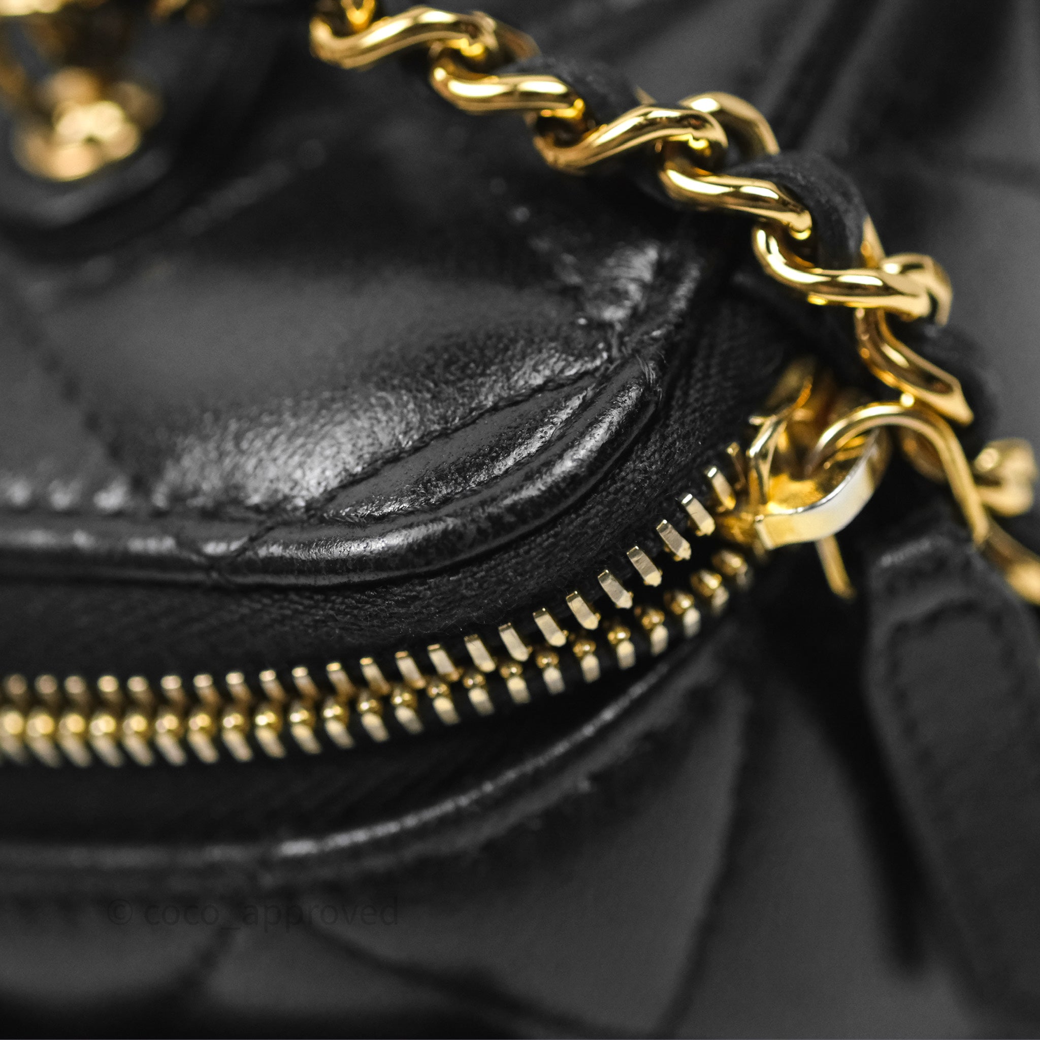 Chanel Black Shiny Lambskin Cargo Pocket Top Handle Vanity Bag with Gold Chain 22K Hardware - Luxury Crossbody Purse for Women, Perfect for Evening Parties & Date Nights