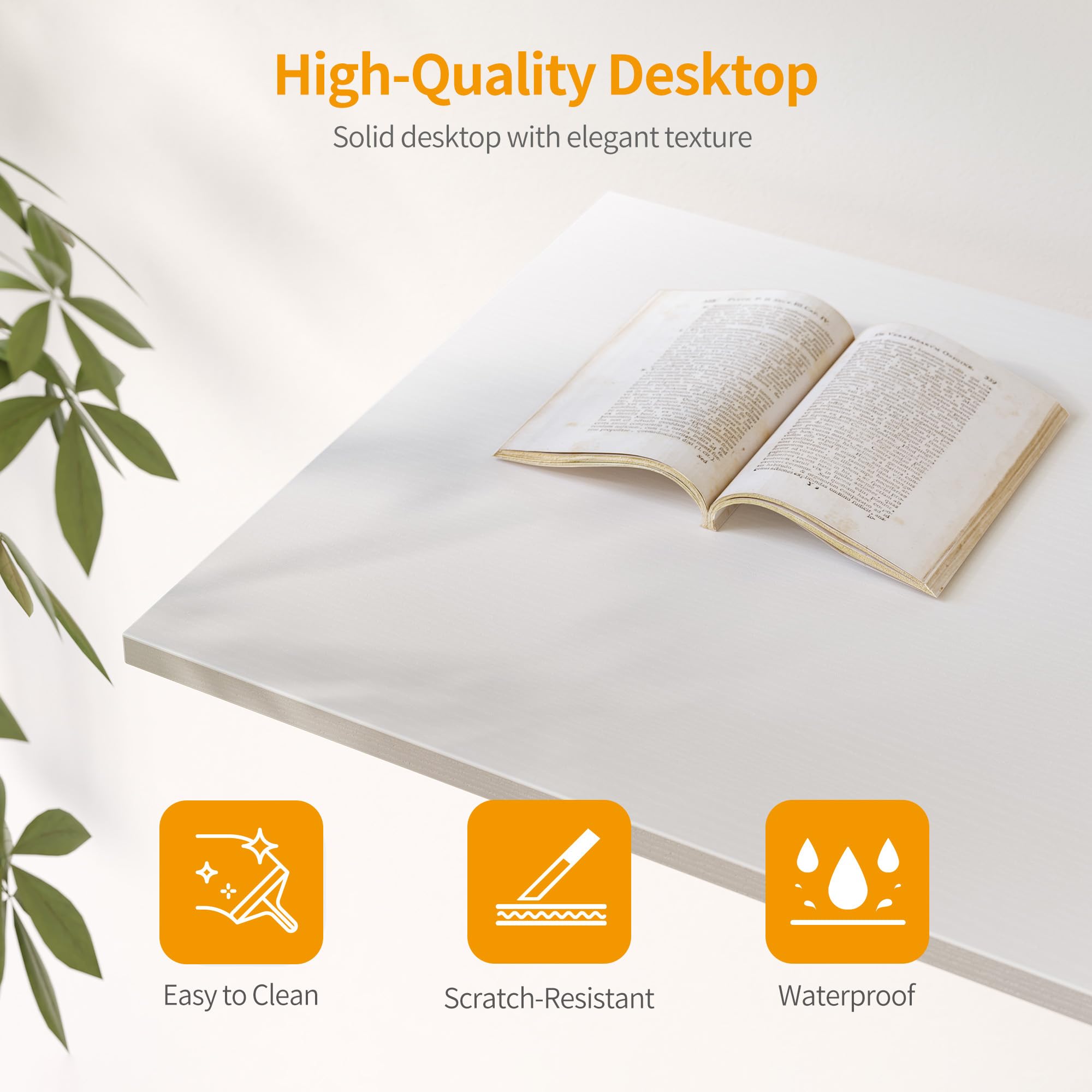 Cubiker 63 Inch Modern Simple Style Computer Desk - Sturdy Home Office Writing Desk with Storage Bag, White - Perfect for Small Spaces & Remote Work
