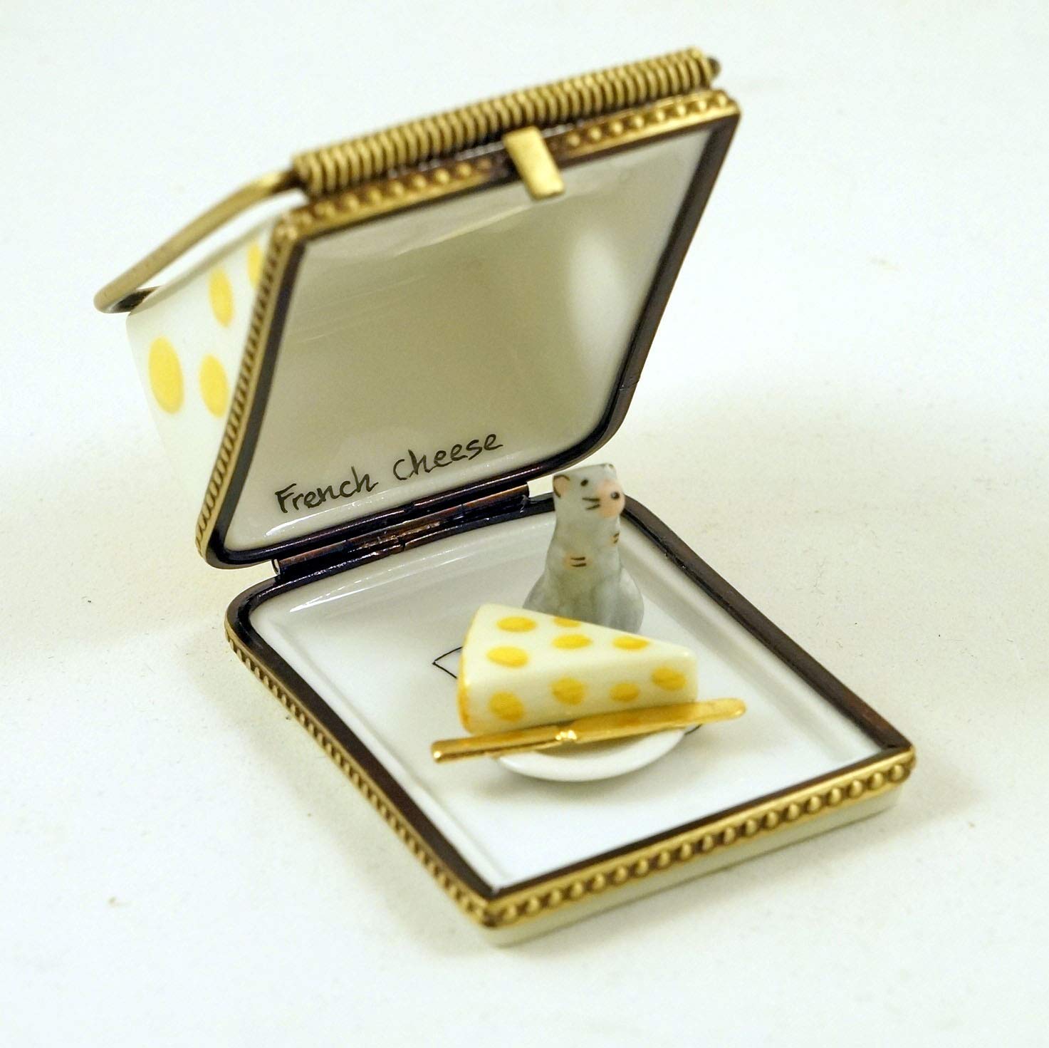 Authentic Hand-Painted Limoges Box - French Porcelain Miniature Cheese Trinket | Perfect for Collectors, Gift Giving & Home Decor