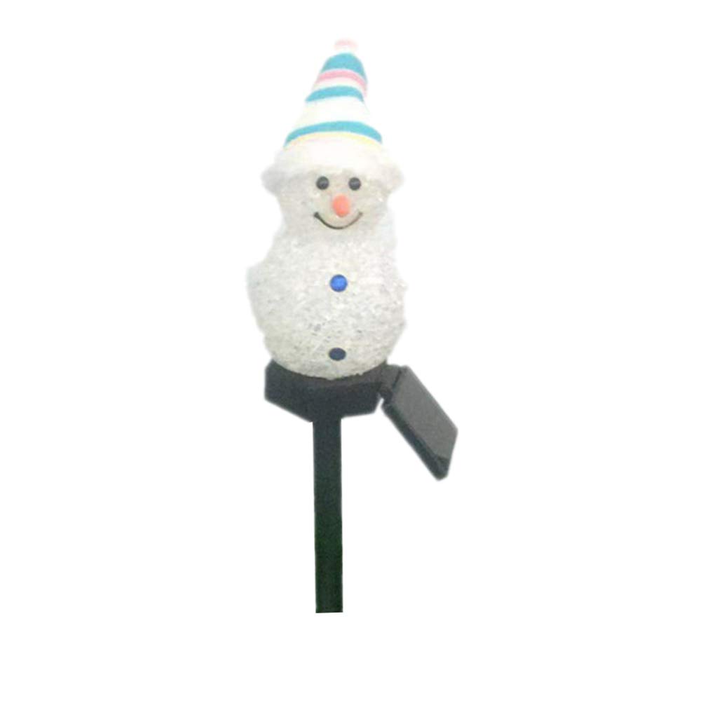 Amosfun Christmas Snowman Solar LED Garden Light - Waterproof Outdoor Stake for Patio, Lawn, Yard - Holiday Decoration Pathway Marker (Random Color) - Perfect for Winter, Xmas, and New Year Decorations