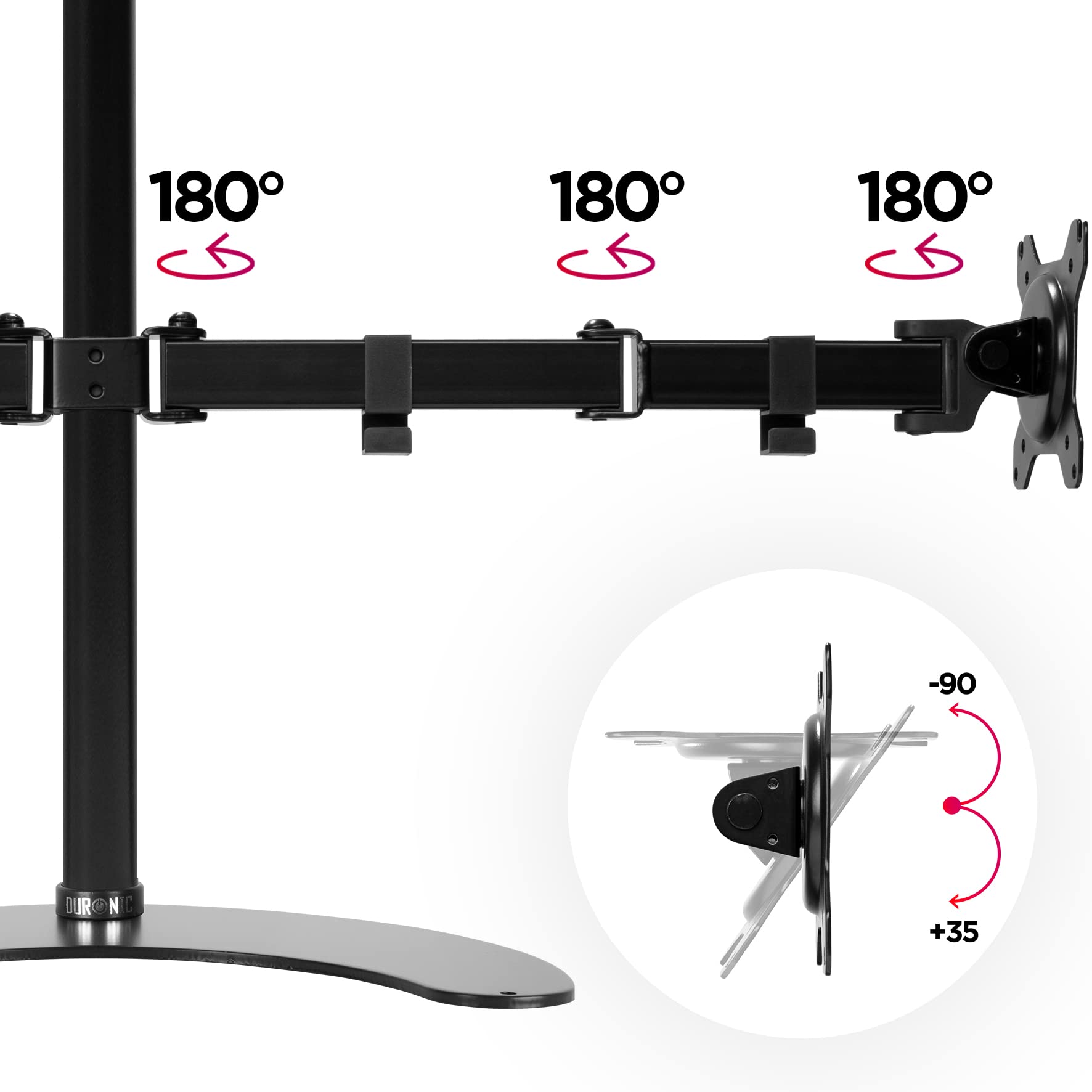 Duronic DM15D2 Dual Monitor Stand - Adjustable Height Desk Mount for Two 13-27