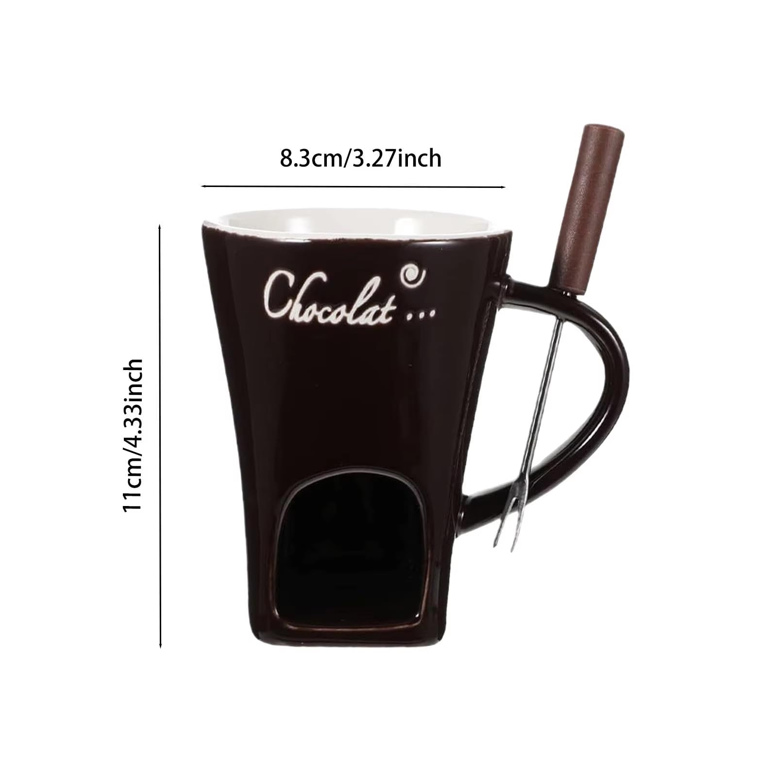 Premium Chocolate Fondue Mugs Set - 4.58 OZ Ceramic Melting Mugs with Forks for Chocolate, Cheese & Caramel - Includes Tealight Candle Holder - Perfect for Romantic Dinners, Dessert Parties & Fondue Nights (Red)