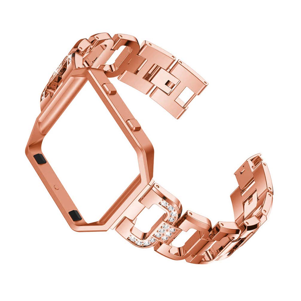 Hemobllo Rose Gold Rhinestone Watch Band - Quick Release Replacement Strap with Frame for Men, Compatible with Smartwatches & Dress Watches, Perfect for Weddings, Parties & Formal Events