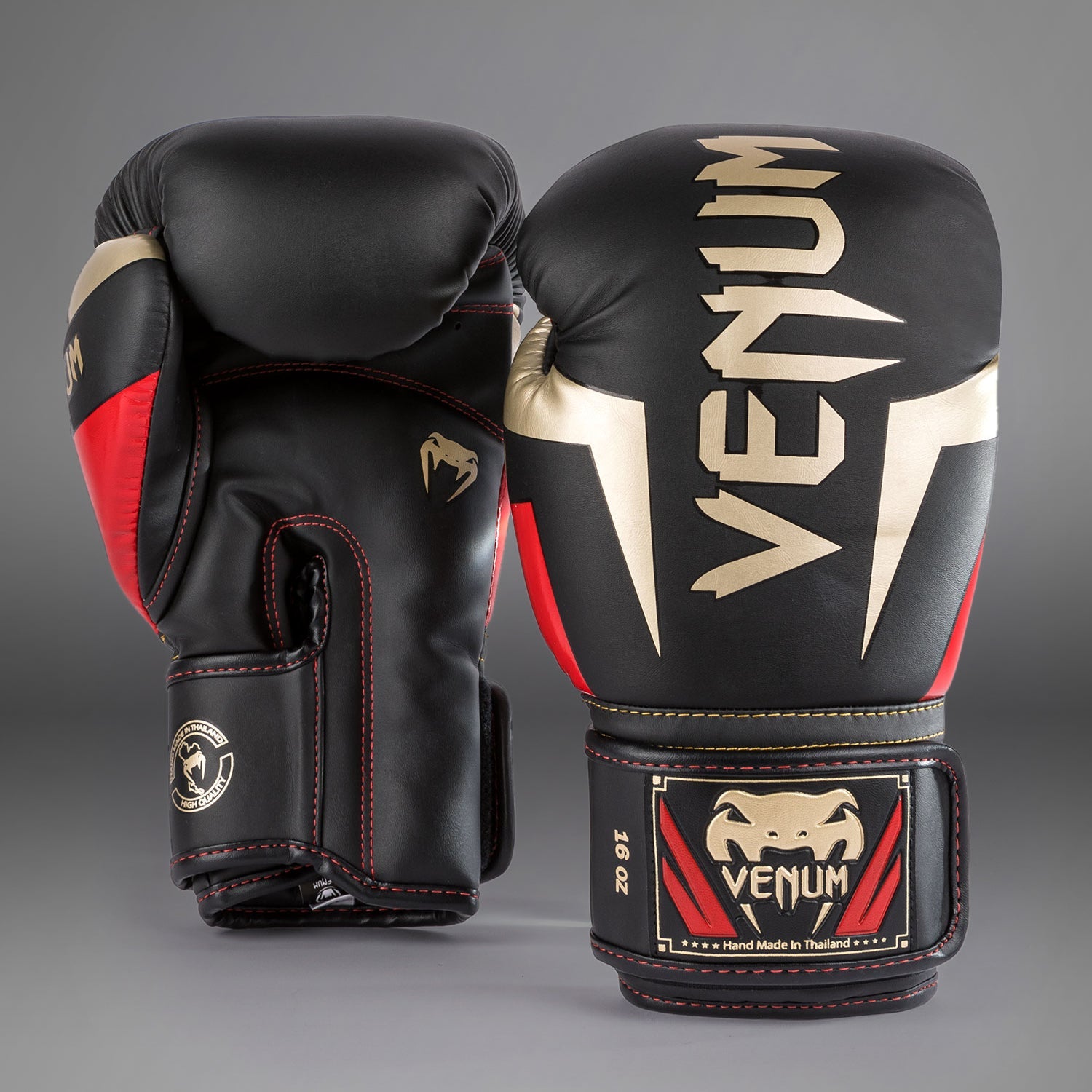 Venum Elite Boxing Gloves for Men & Women - Premium Training Gloves (Black/Gold/Red) - Ideal for MMA, Kickboxing, Sparring & Fitness Workouts