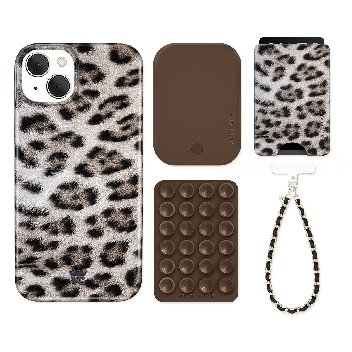 Arctic Leopard iPhone Case with Wallet Holder - Slim Protective Cover for iPhone 13/14/15 Pro Max - Perfect for Everyday Use, Travel & Shopping