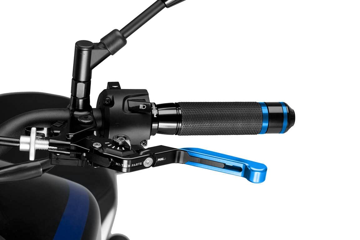 Puig Lever 3.0 Foldable Extendable Clutch Lever - Black/Select, Black/Extend, Blue | Motorcycle Accessories for Comfort & Control | Perfect for Long Rides & Custom Bike Builds