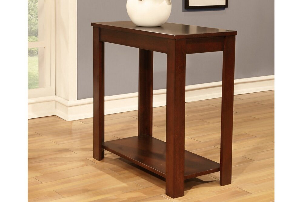 Cherry Finish Wood Rectangular Side End Table with Lower Shelf - Perfect for Living Room, Bedroom, or Office Furniture