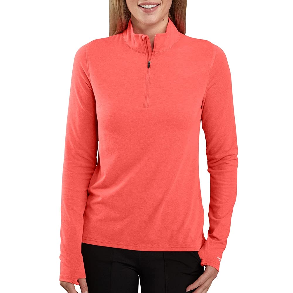 Carhartt Women's Force Delmont Quarter Zip Jacket - Lightweight Fleece Pullover for Work & Outdoor Activities | All-Weather Comfort for Hiking, Camping & Construction Work