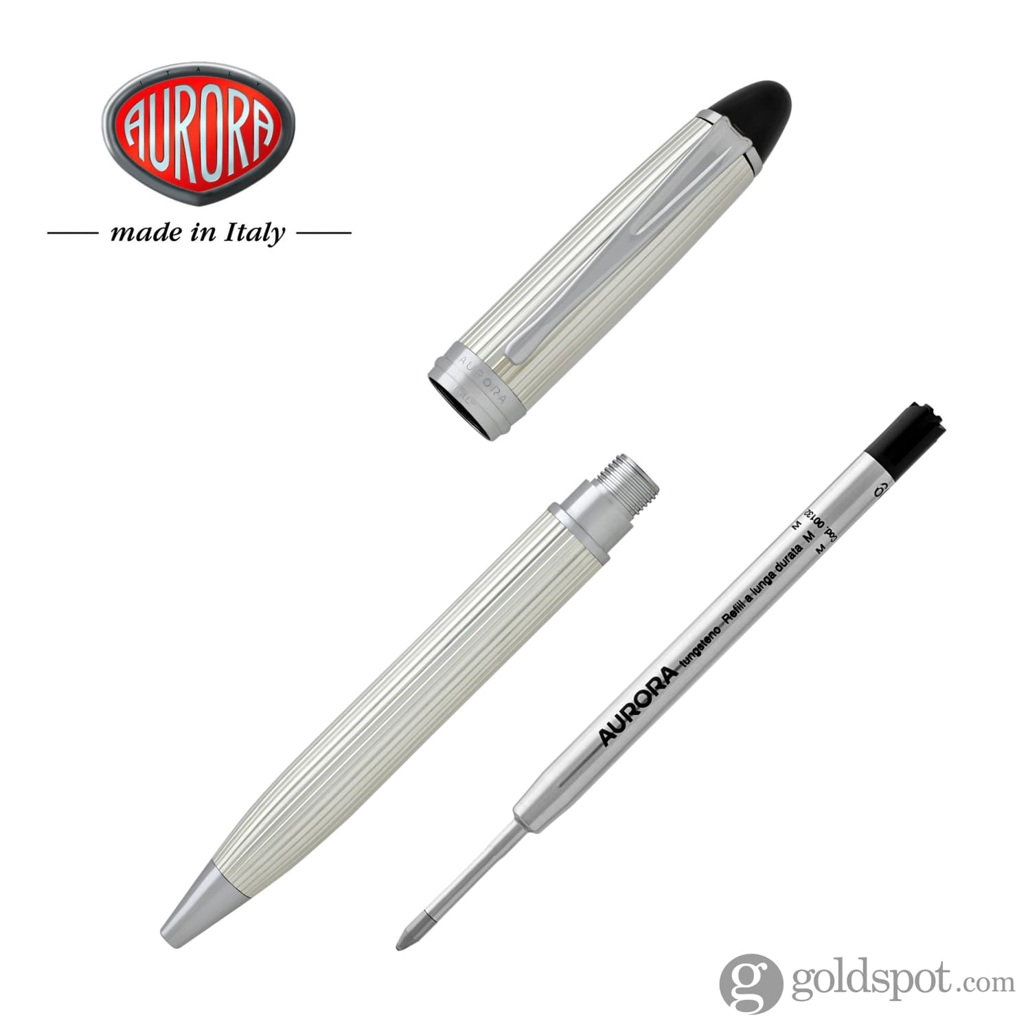 Aurora Ipsilon Sterling Silver Ballpoint Pen - Premium Writing Instrument for Business, Gifts & Elegant Office Use