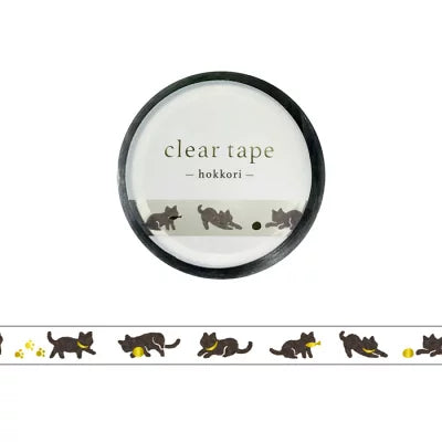 Black Cat Gold Foil PET Clear Tape - Premium Decorative Adhesive for Gift Wrapping, Scrapbooking & DIY Crafts - Strong & Shiny Packaging Tape for Home, Office & Party Decorations