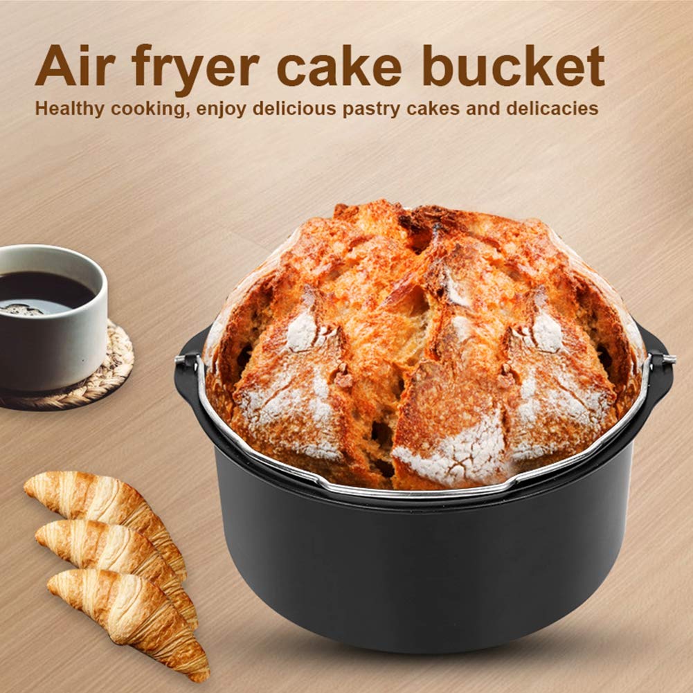 **Forart 8-Inch Air Fryer Accessories Set - Cake Barrel, Pizza Oven, Baking Basket, Grill Pan & BBQ Tray for Healthy Frying & Baking - Perfect for Homemade Pizza, Bread, Cakes & Grilling**