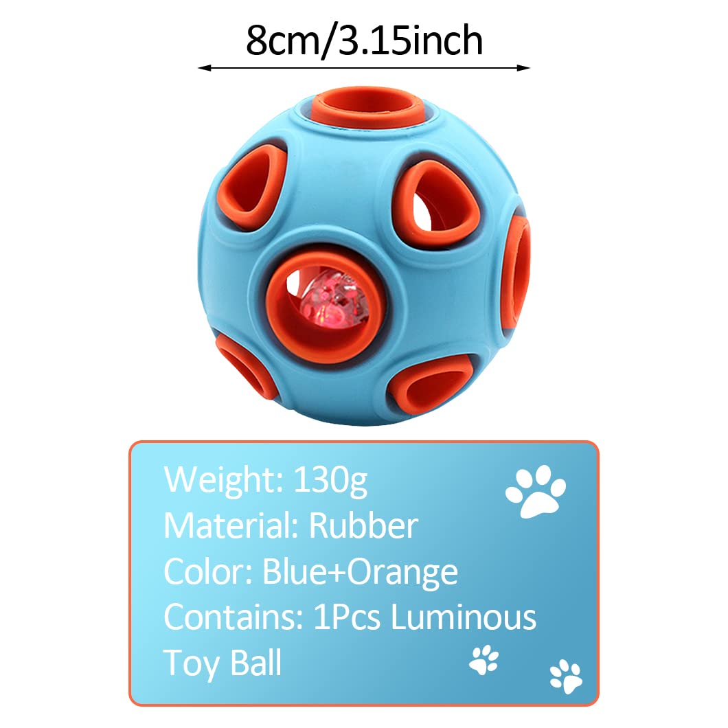 LED Flashing Interactive Dog Ball - Durable Chew Toy for Small, Medium & Large Dogs - Blue & Orange Roly Light Up Ball for Playtime & Training - Perfect for Indoor & Outdoor Fun