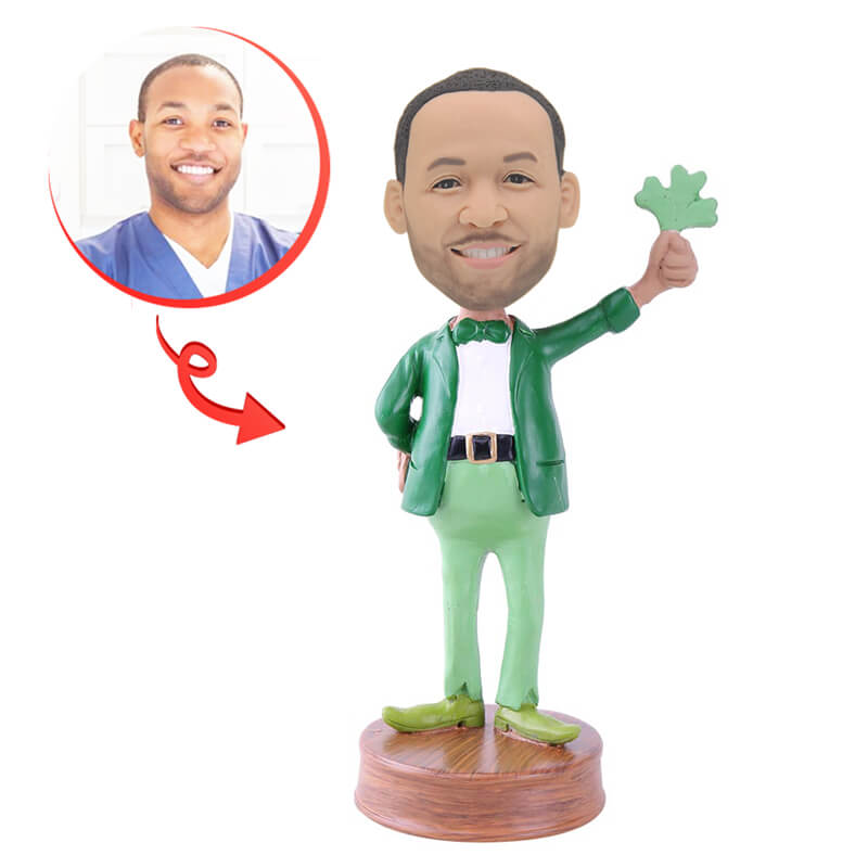 Custom Lucky Leprechaun Bobblehead - Personalized Irish Good Luck Gift for St. Patrick's Day, Office Desk Decor, Party Favors & Irish-Themed Events