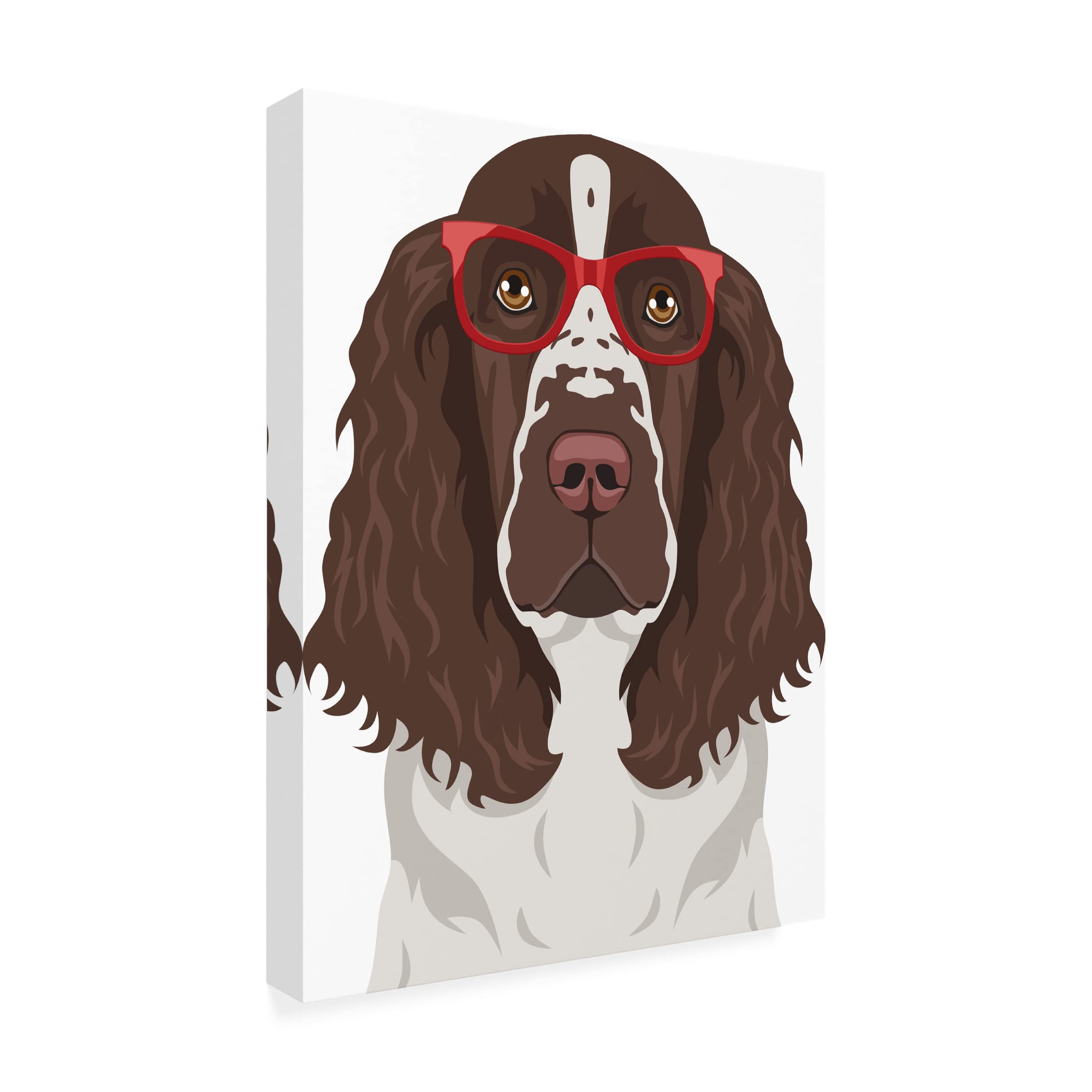 Trademark Fine Art 'Springer Spaniel with Hipster Glasses' Canvas Wall Art Print - Perfect for Dog Lovers, Home Decor & Living Room Wall Decor