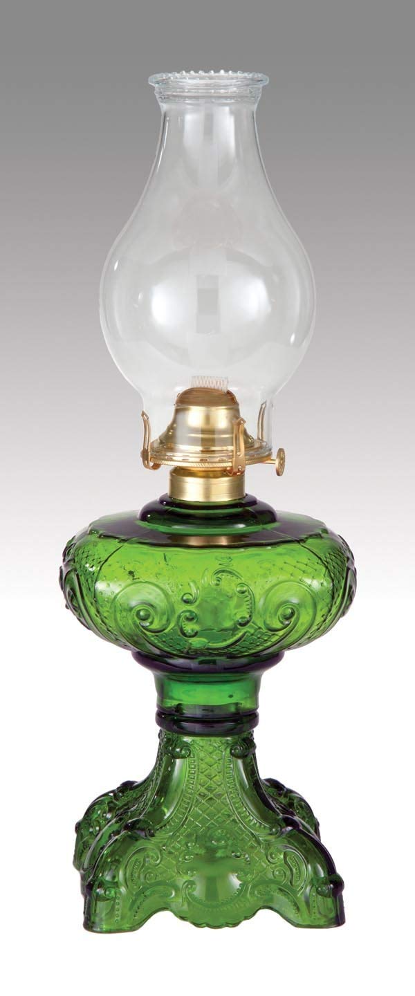 B&P Lamp® Dark Green Princess Feather Oil Lamp - Vintage Style Decorative Lighting for Home, Garden, and Outdoor Decor