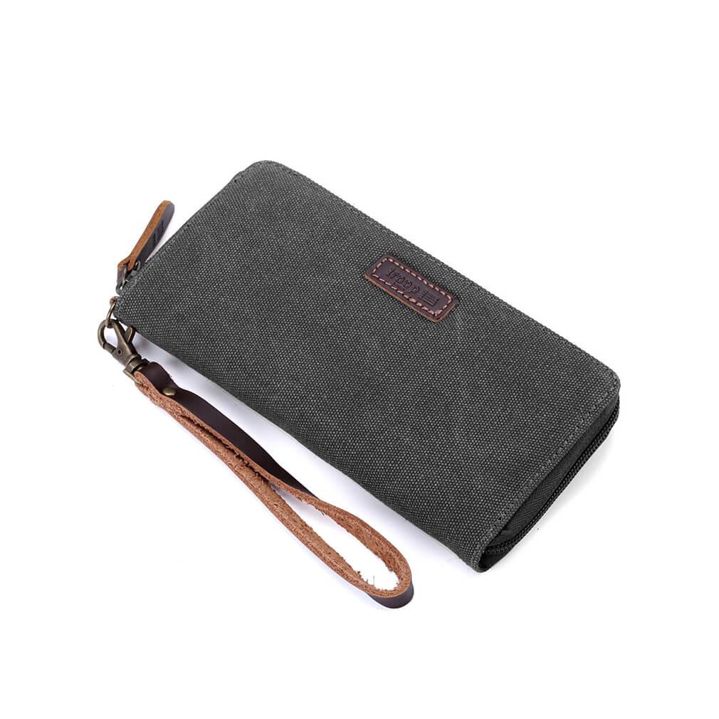 TRP0396 Troop London Canvas Zip Around Wallet for Men & Women - Stylish RFID Blocking Travel Purse for Everyday Use & Business Trips