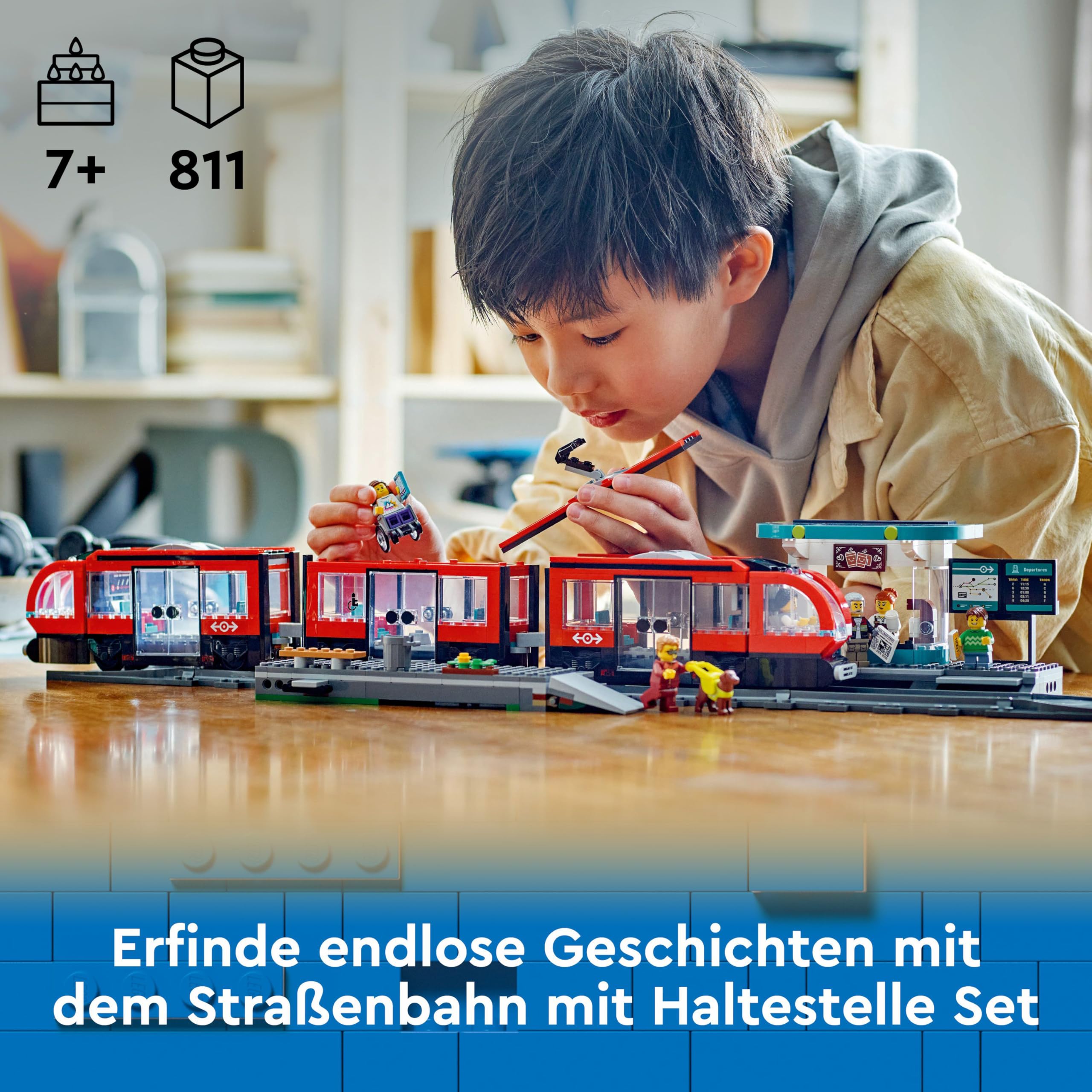 LEGO City Tramway with Stop (60423) - LEGO Tram Set with Rail Extension (60205) | 2024 New LEGO City Train Station & Tracks | Perfect for Kids' Creative Play & City Layout Scenes