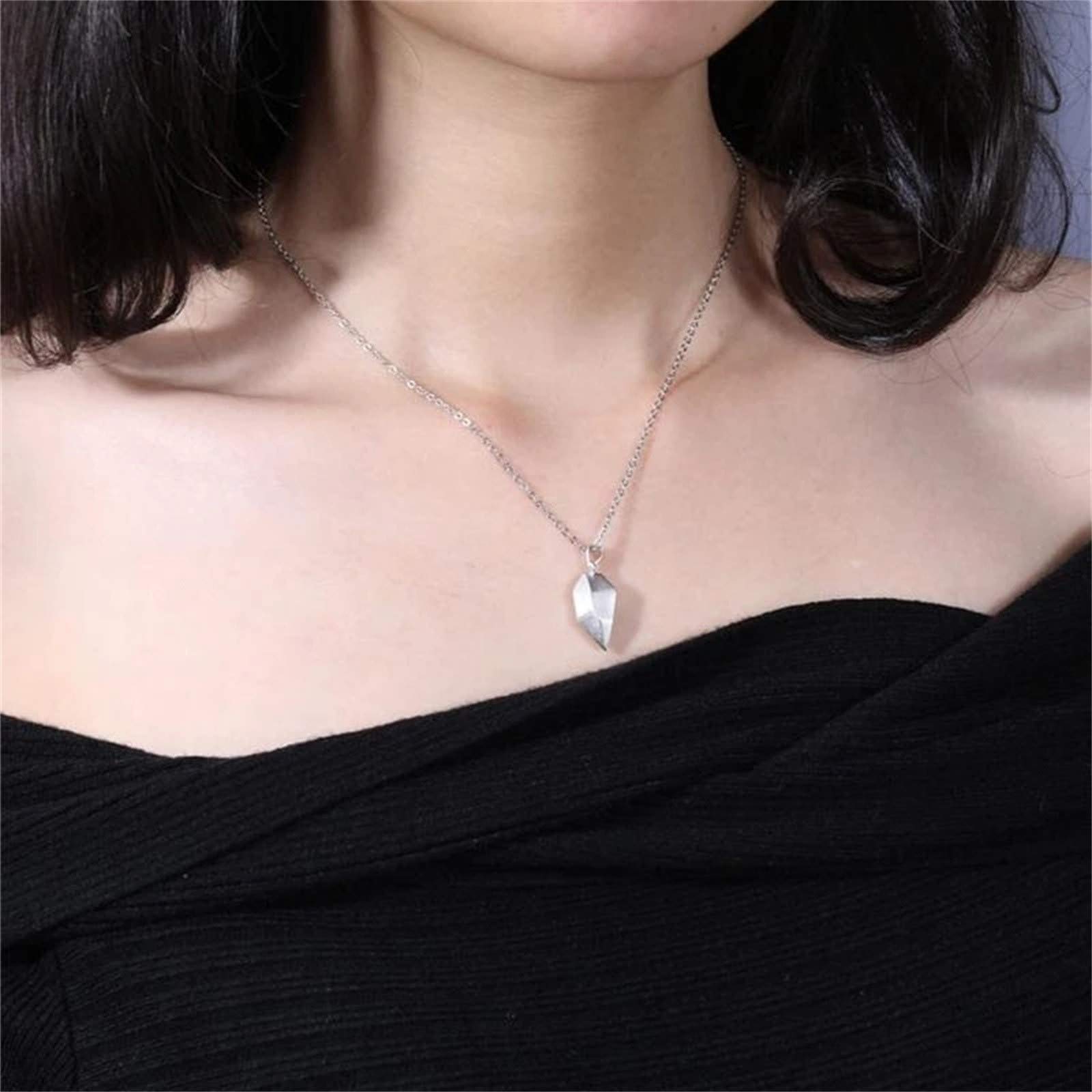 Stainless Steel Silver Chain Necklace for Men & Women - Couple Love Stitching Design Fashion Jewelry | Perfect Gift for Anniversary, Valentine's Day & Romantic Occasions (One Size, Black/Silver)