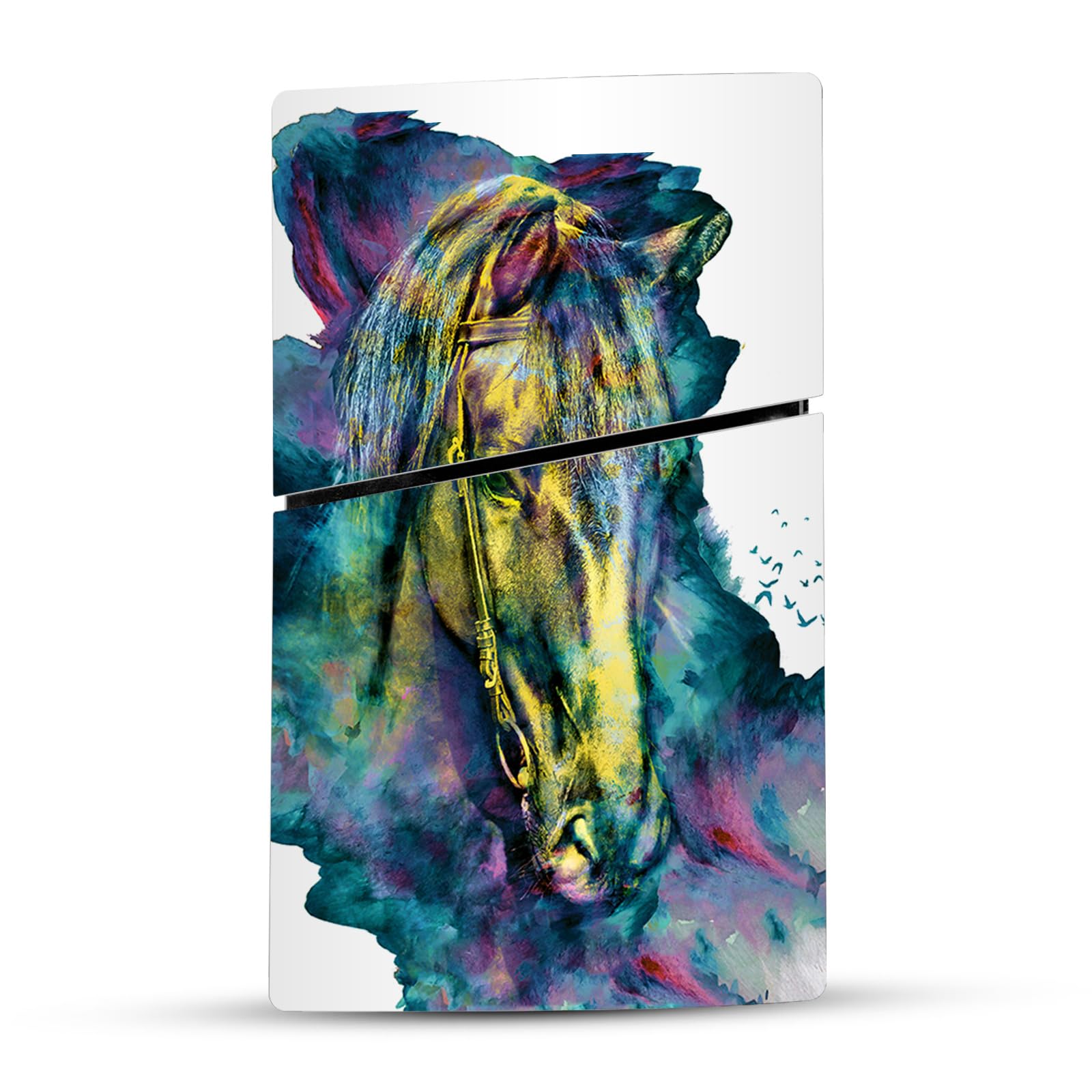Official Licensed Riza Peker Horse Mix Art Vinyl Skin Sticker Compatible with Sony PlayStation 5 PS5 Slim Digital Edition Console & DualSense Controller - Gaming Decoration & Personalization for PS5 Accessories