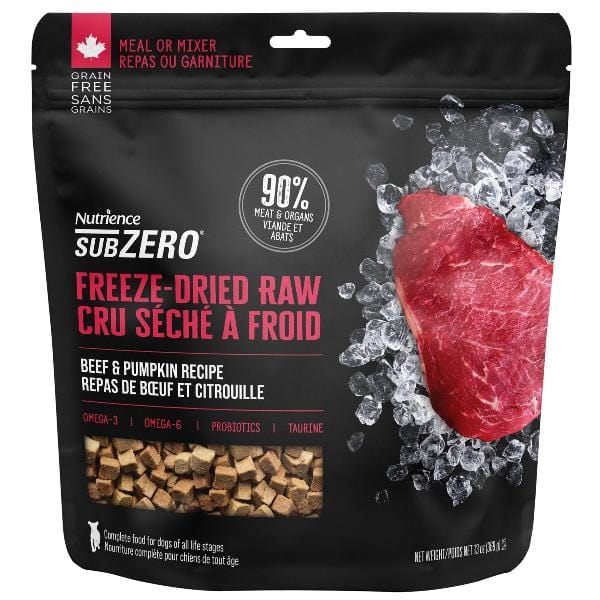 Nutrience SubZero Freeze-Dried Raw Beef & Pumpkin Dog Food - High Protein Grain-Free Recipe for Small & Large Dogs - Perfect for Training Treats, Meal Toppers & Outdoor Adventures