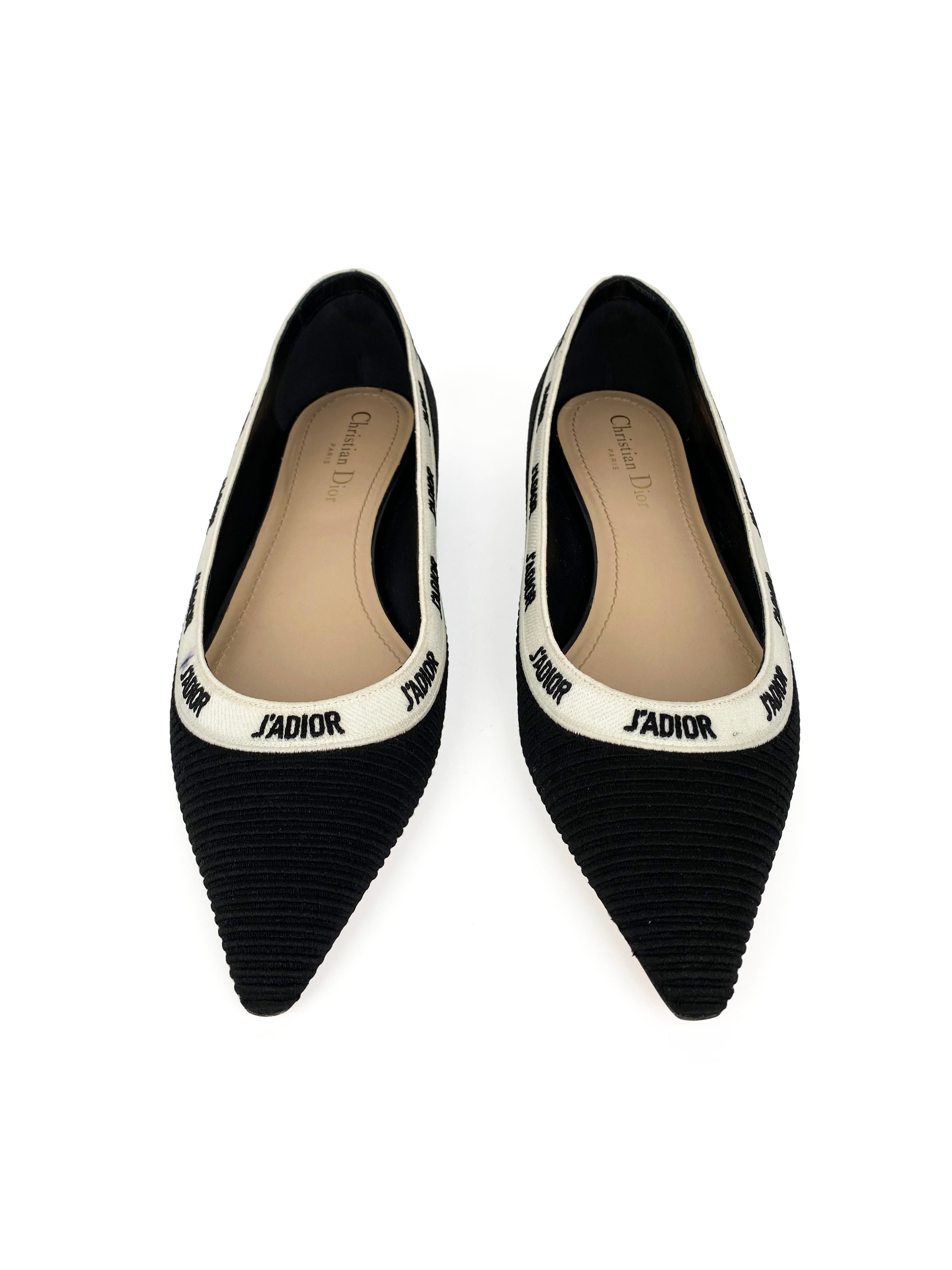 Dior Black J'adior Ballet Flats Women's Size 40 - Elegant Pointed Toe Flat Shoes for Women | Perfect for Office, Party & Casual Wear
