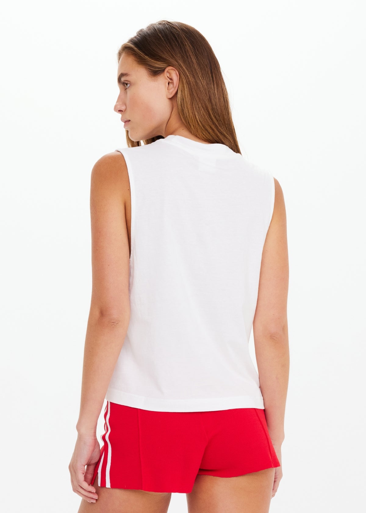 Dawson Logo Tank Top for Men & Women - Breathable Cotton Blend, White/Navy - Perfect for Gym, Running, Beach & Summer Outfits