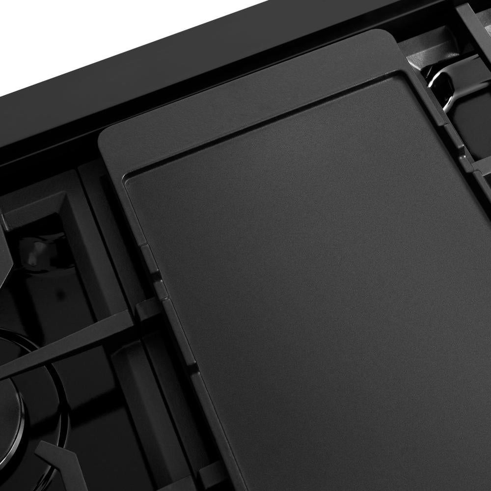 ZLINE 48 Inch Black Stainless Steel Gas Rangetop - 8 Burner Porcelain Cooktop Professional Range (SRTB 48) for Gourmet Cooking & Large Family Kitchens
