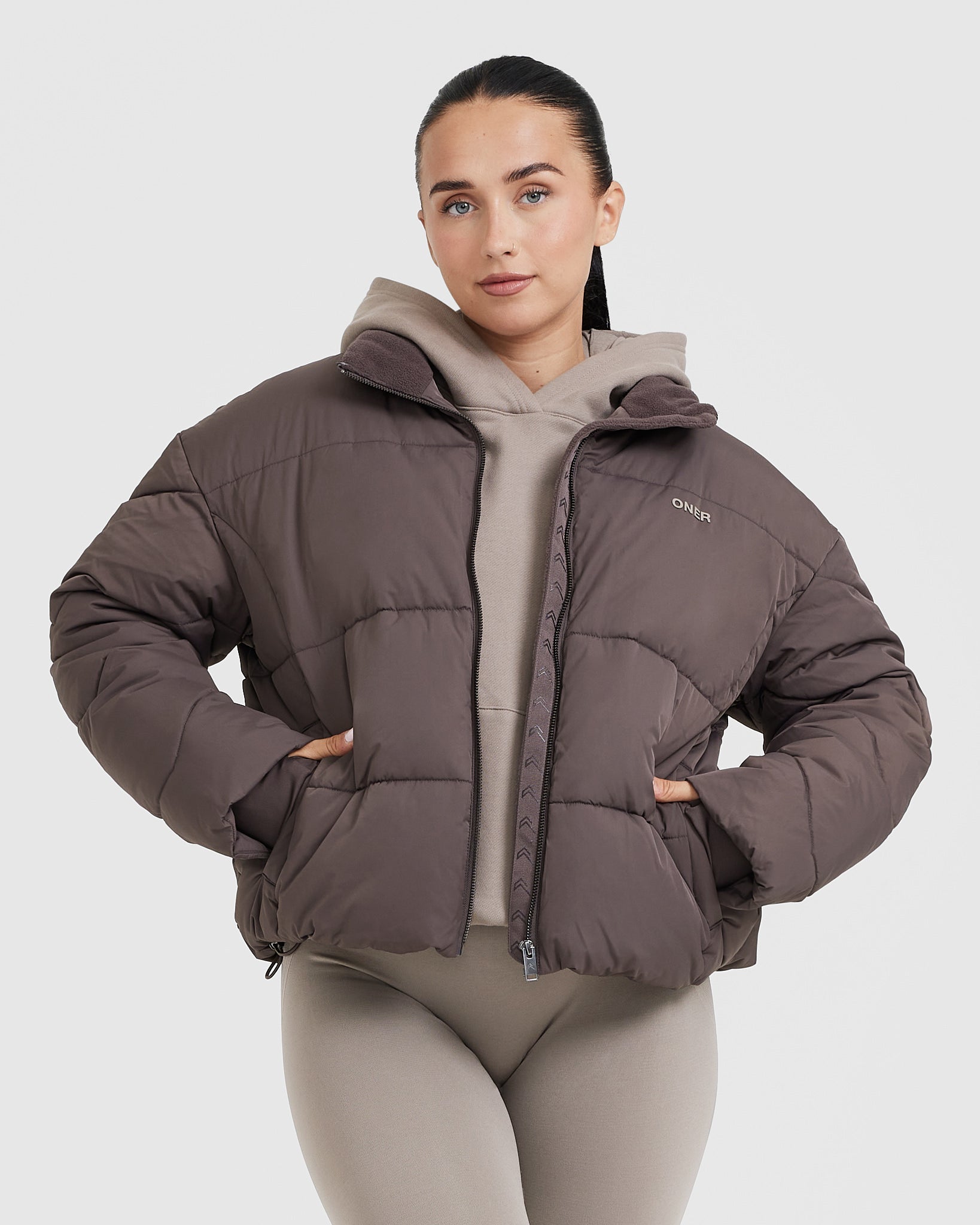Women's Deep Mauve Puffer Jacket - Lightweight Warm Winter Coat for Outdoor Activities & Casual Wear