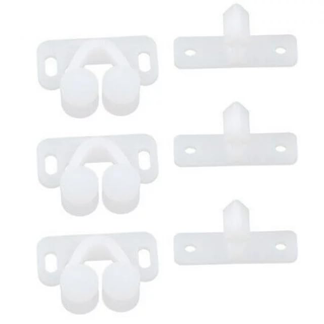 3Pcs White Marine Boat Ball Catch Door Cupboard Spring Back Plates Roller Latch Plastic Catches Cabinet Hardware - Durable Cabinet Latches for Boats, RVs & Home Storage Use
