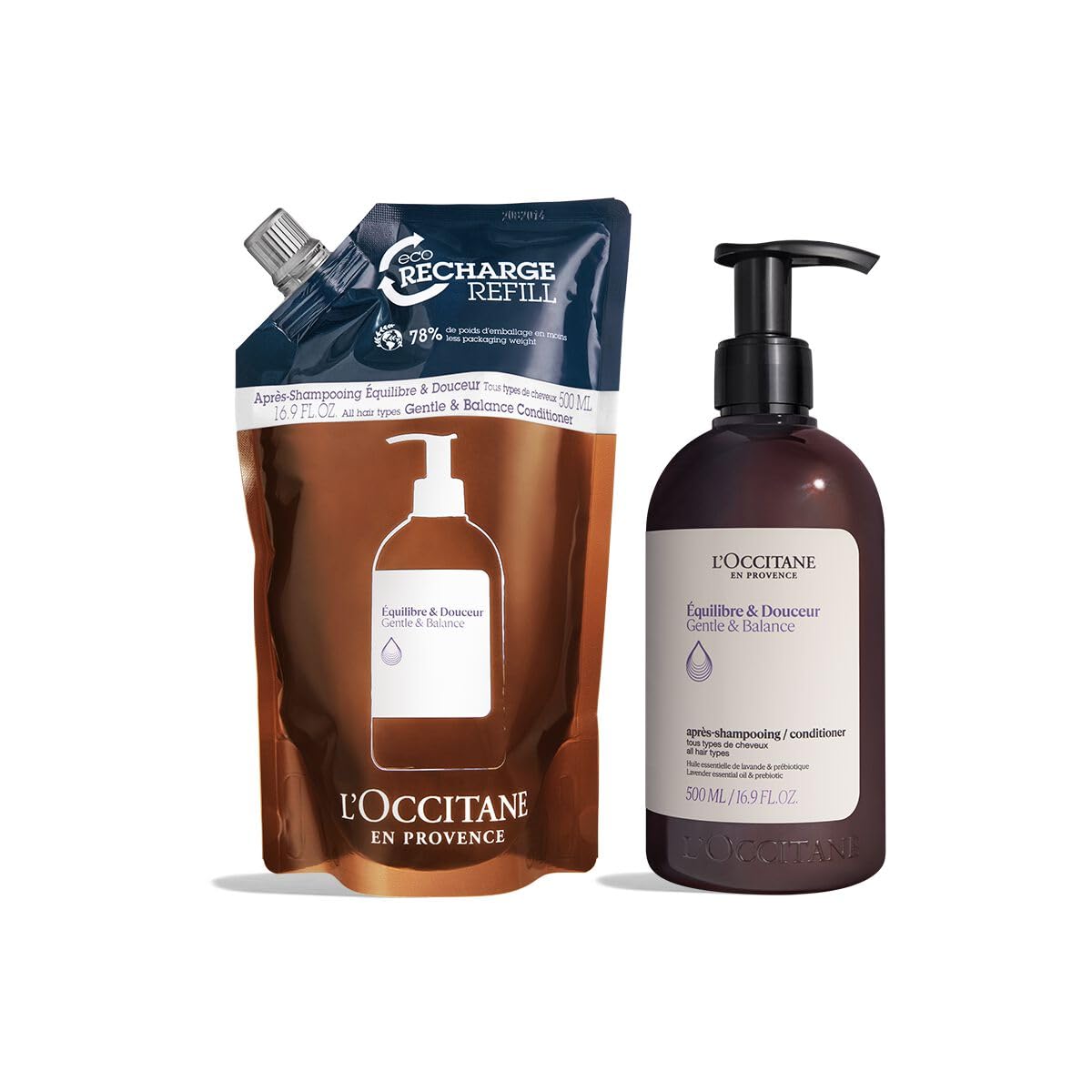 L'Occitane Gentle & Balance Conditioner for Dry Hair - Sulfate Free, Vegan & Refillable - Perfect for Daily Hair Care & Travel