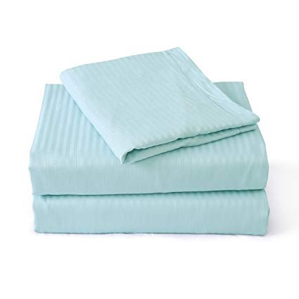 Luxury Organic Cotton Striped Sheet Set - California King Size, 500 Thread Count, 15