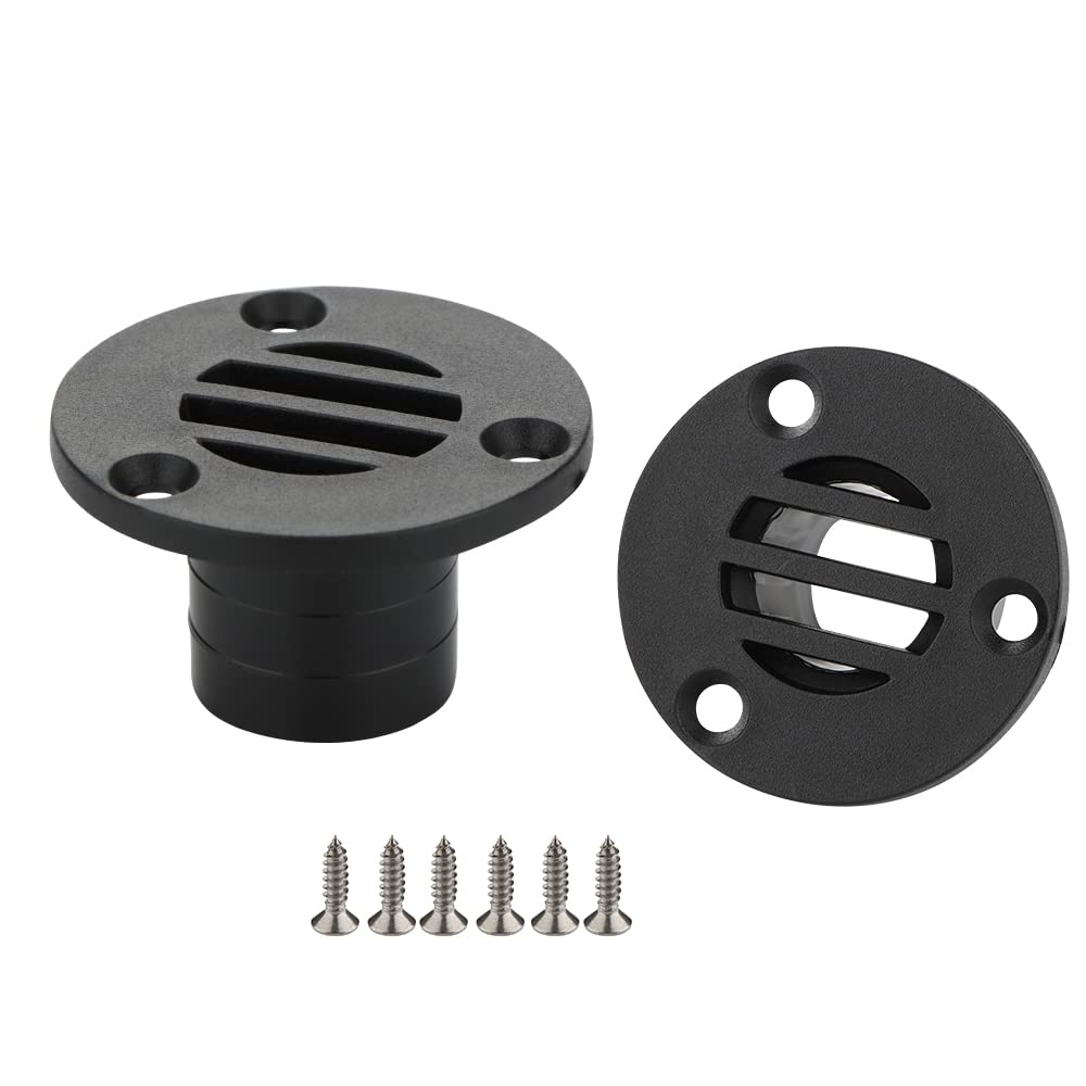 VTurboWay 2 Pack Black Nylon Boat Deck Drain 45x26mm - Marine Grade Drainage Fitting for Yachts, Kayaks, Boats | Includes Free Mounting Screws | Perfect for Wet Deck, Cockpit, and Bilge Drainage Systems