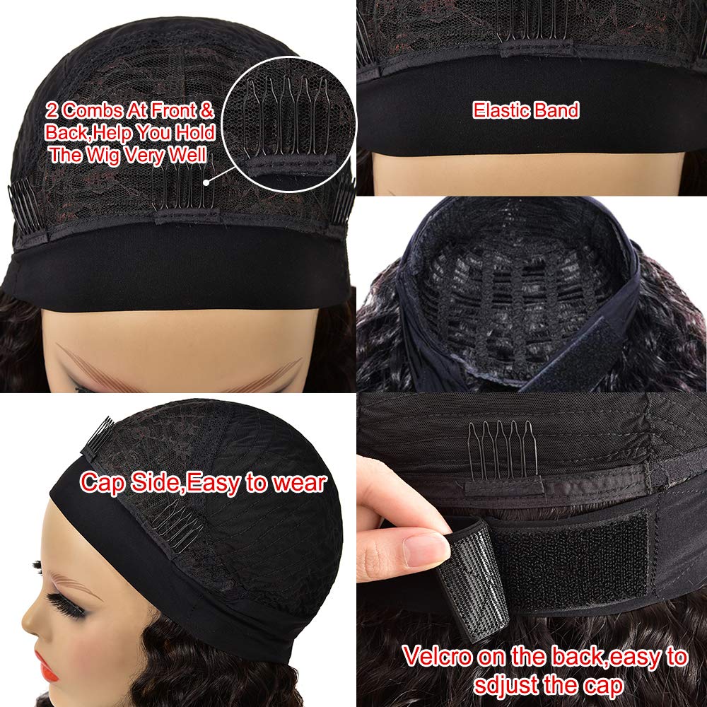 Glueless Body Wave Human Hair Headband Wig - 150% Density Brazilian Virgin Hair for Black Women | No Lace Front, Machine Made, 28 Inch | Perfect for Daily Wear, Parties & Protective Styling