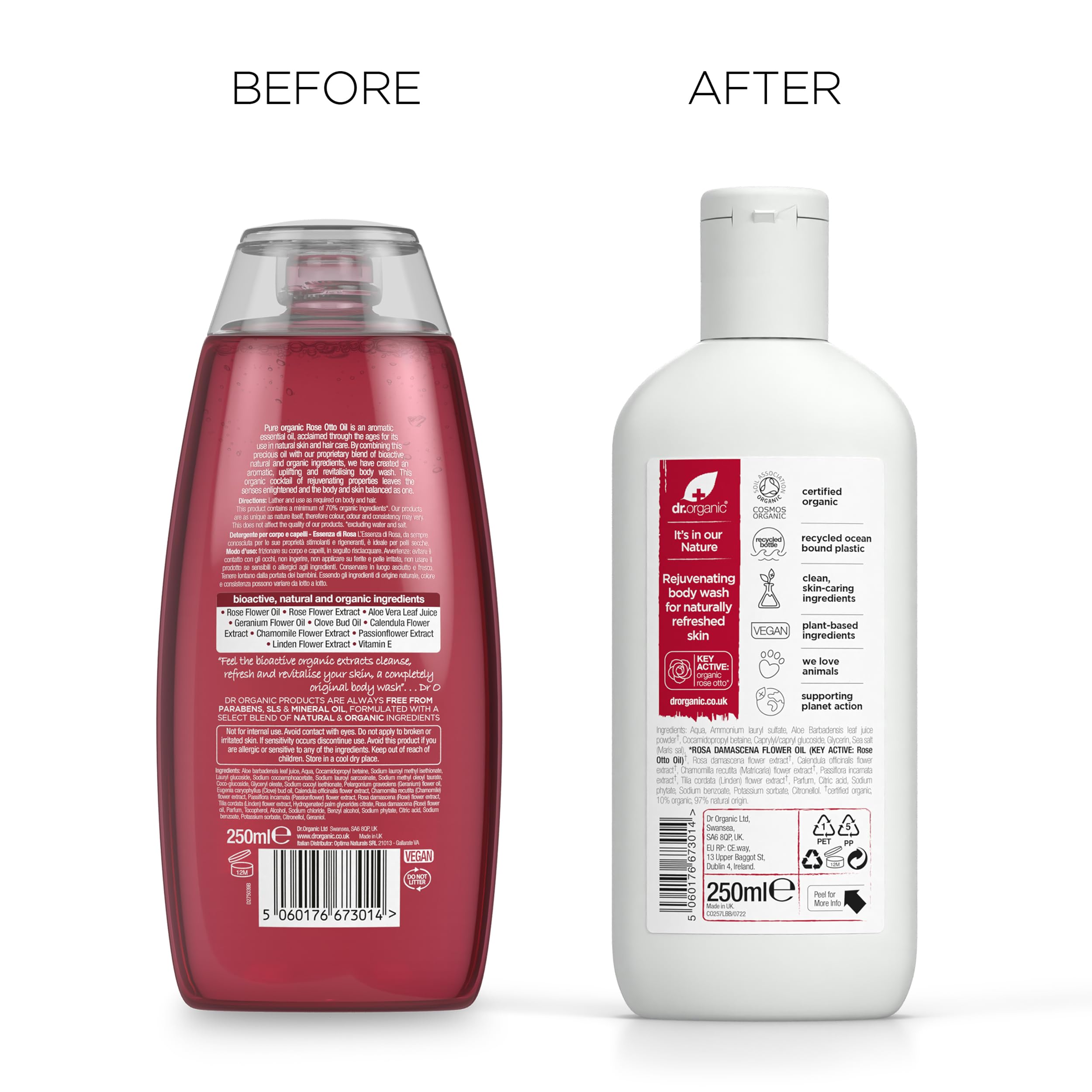 Dr Organic Rose Body Wash 250ml - Natural & Hydrating Shower Gel for Dry & Sensitive Skin - Perfect for Daily Use, Spa Days & Gift Giving