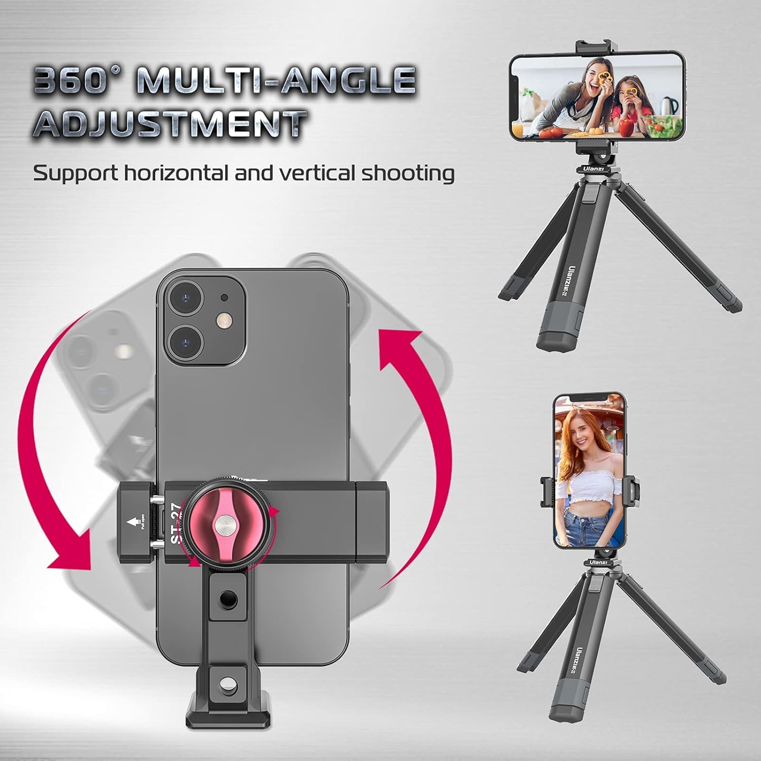 Ulanzi ST-27 Smartphone Tripod Adapter with Arca-Swiss Phone Holder - 1/4 Inch Clamp & 360° Rotation for iPhone Vlogging, YouTube Videos & Mobile Photography