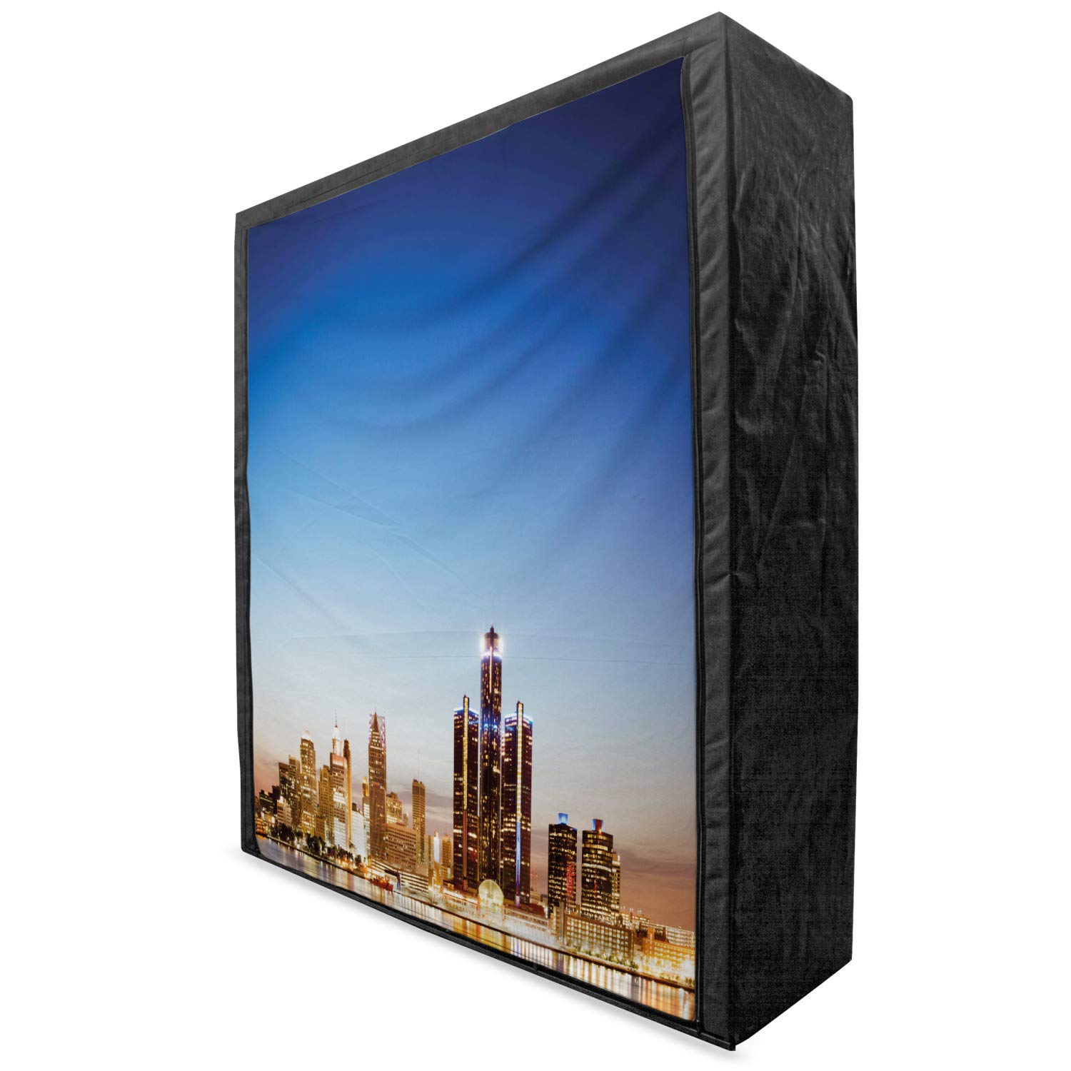 Ambesonne Detroit Portable Fabric Wardrobe - Michigan Skyline at Twilight Waterfront Design, 59